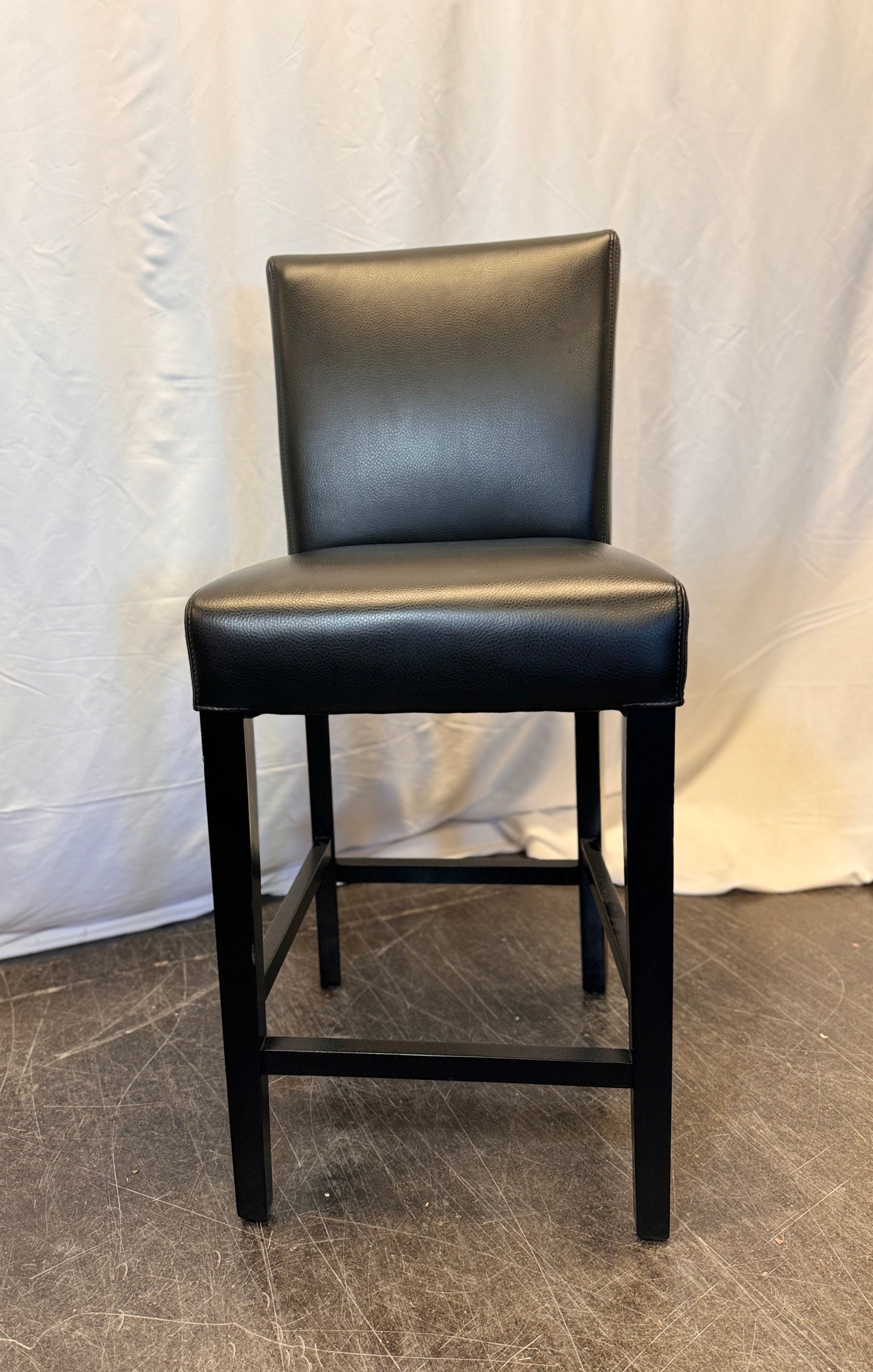 Crate and Barrel: Lowe Onyx Leather Counter Stool with Ebony Wood Legs (Three Available)