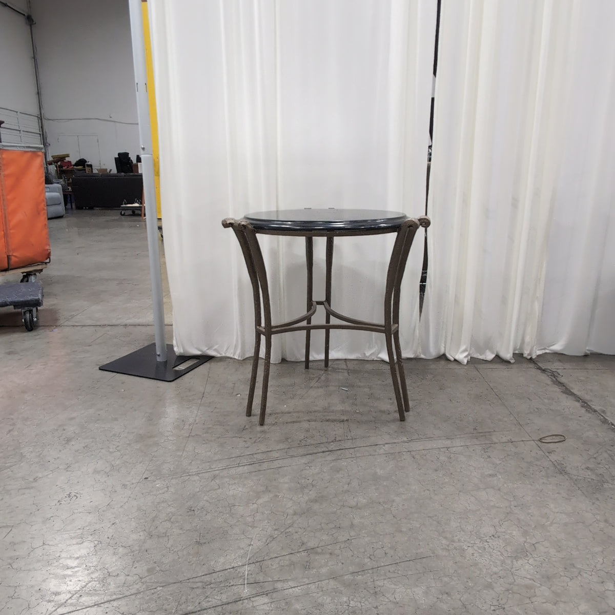 Ornate Bronze-Tone Metal Round End Table