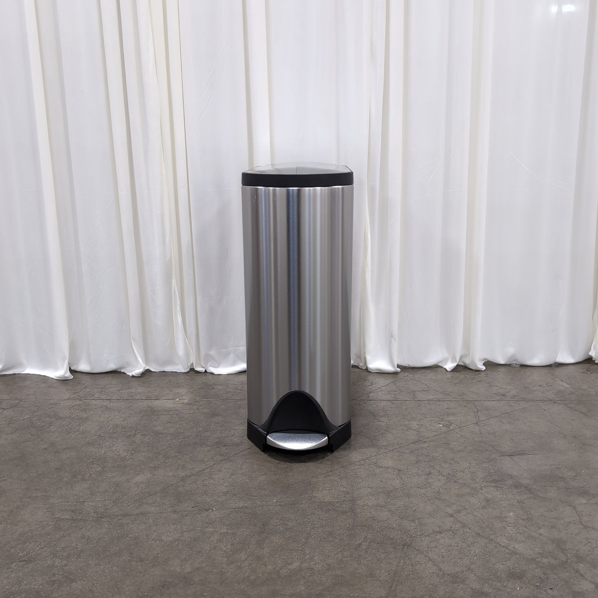 Silver Stainless Steel Rectangular Trash Can with Foot Pedal