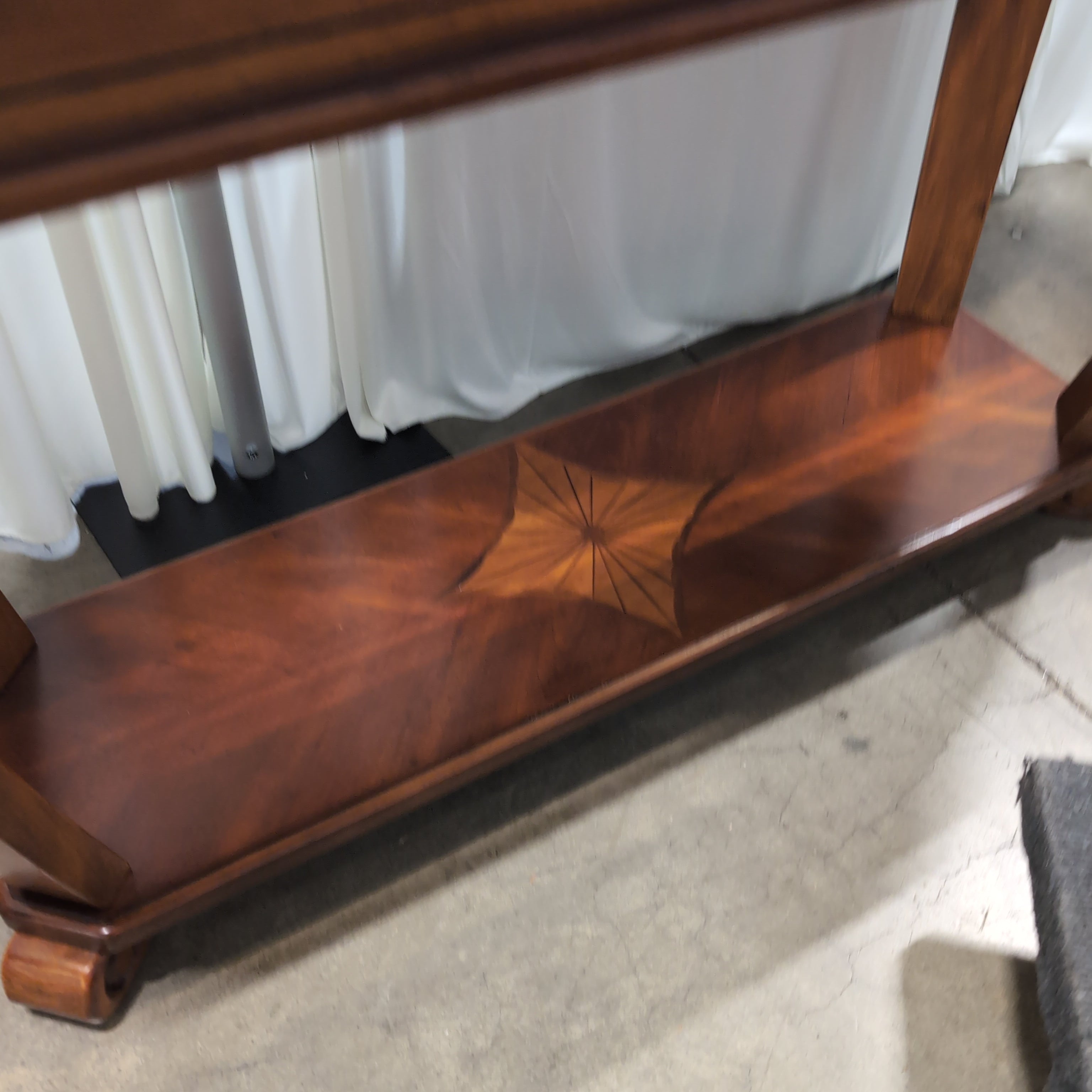 Traditional Wood Console Table with Starburst Inlay