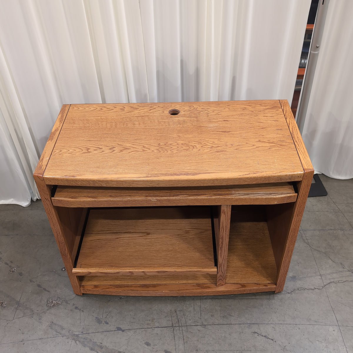 Natural Wood Computer Desk with Pull-Out Shelves