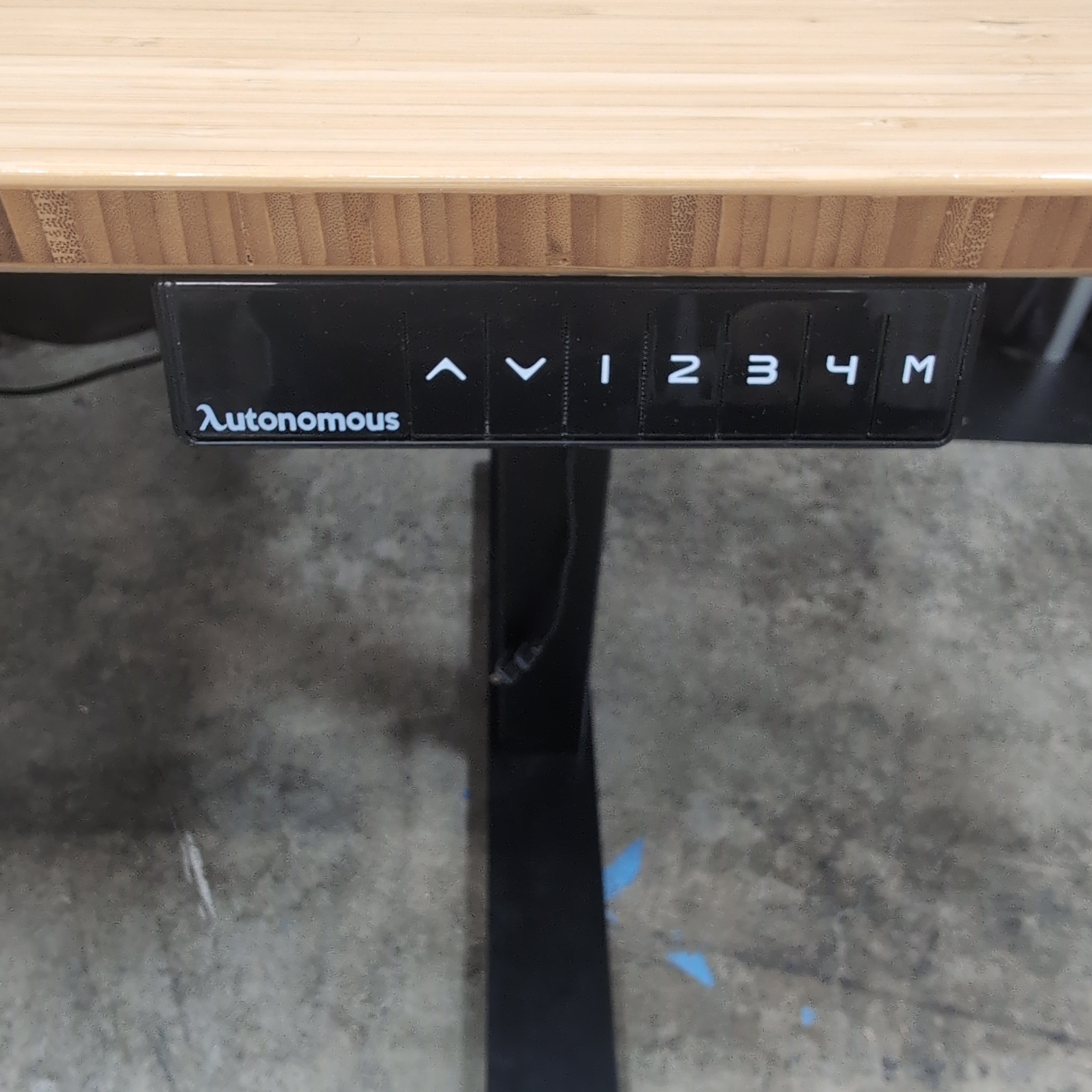 Natural Bamboo Top Standing Desk with Black Base