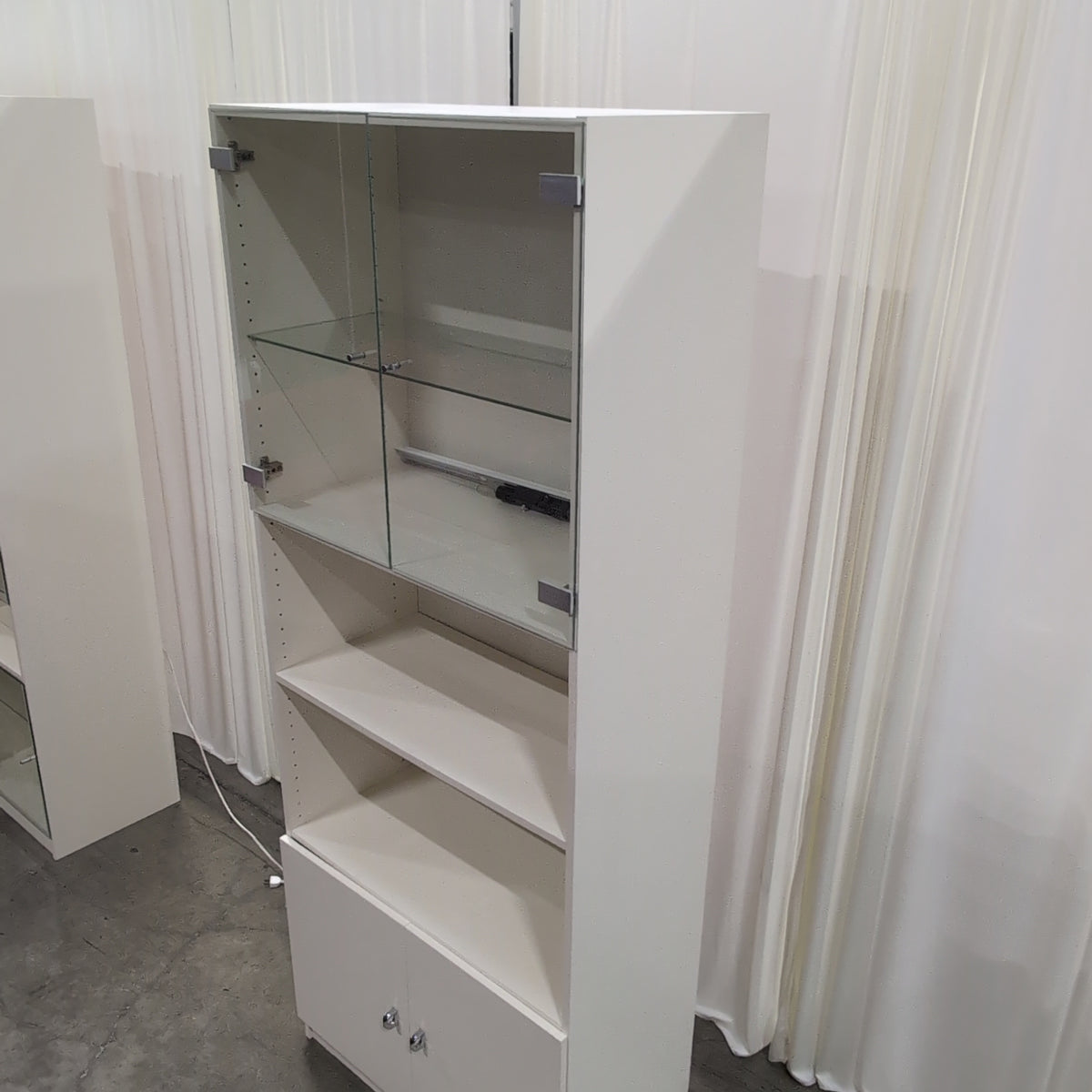Cream Modern China Cabinet with Glass Doors