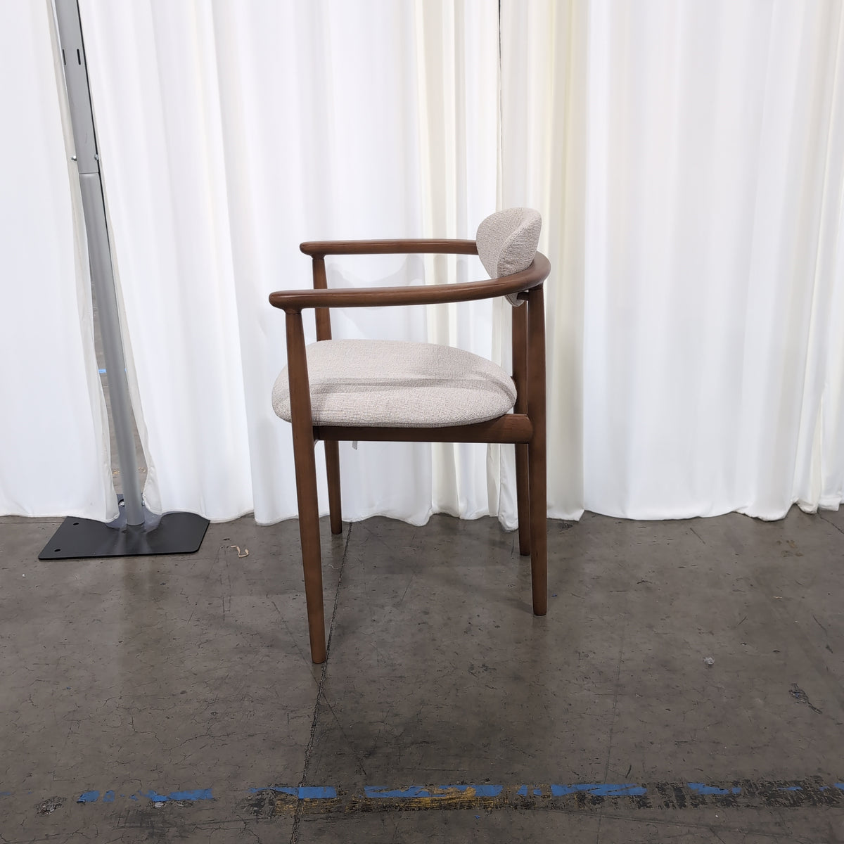 Pair of Mid-Century Style Wood Dining Chairs with Upholstered Seats
