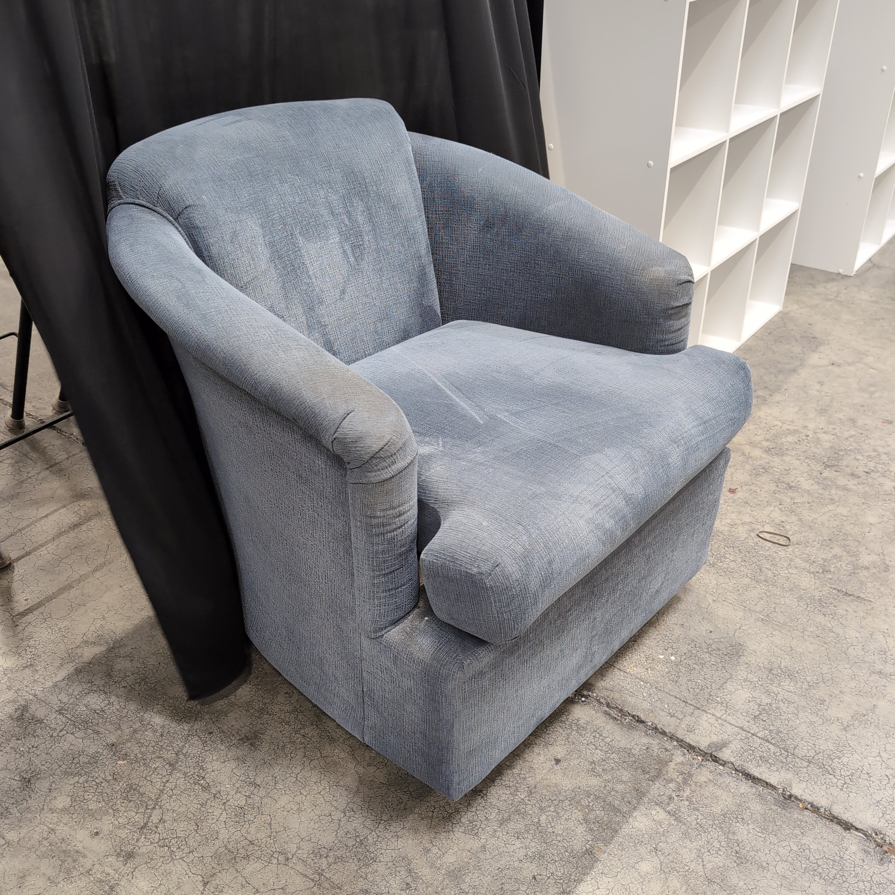 Grey Upholstered Barrel Back Accent Chair