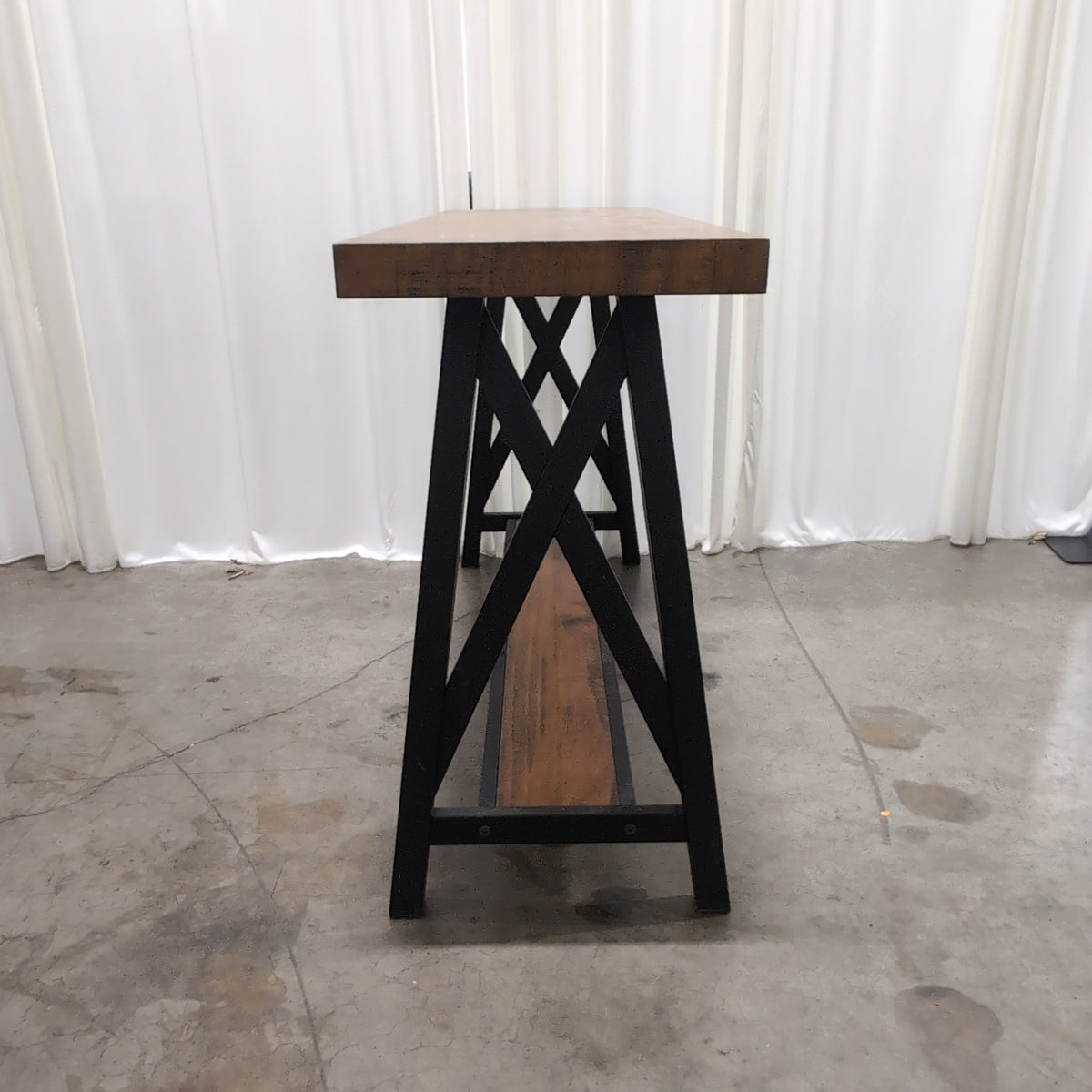 Industrial Style Wood and Metal Bench