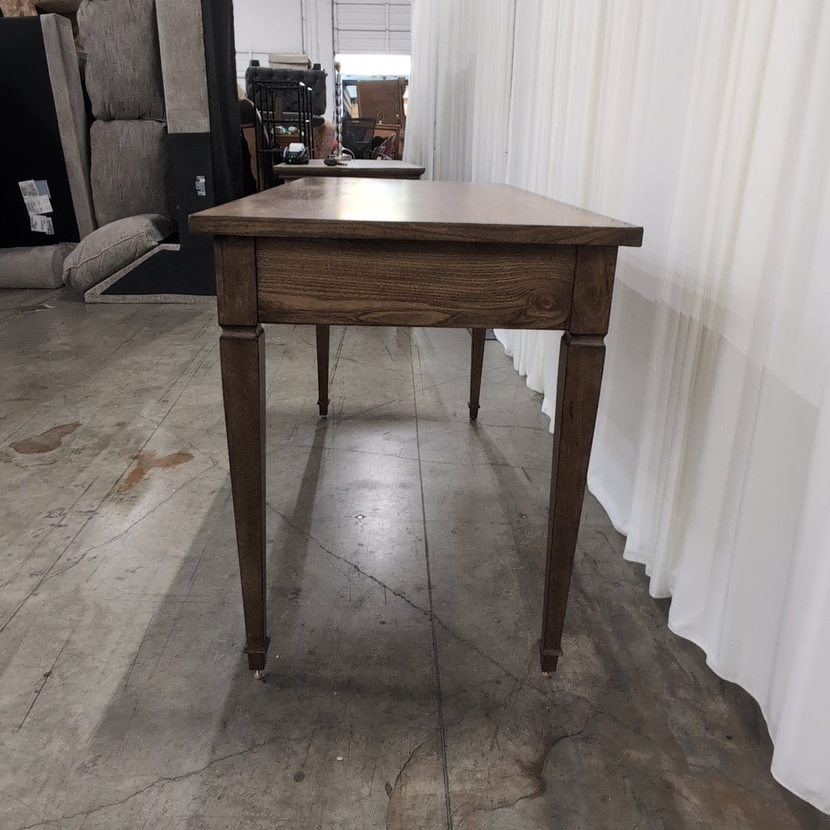 Classic Brown Wood Desk with Two Drawers