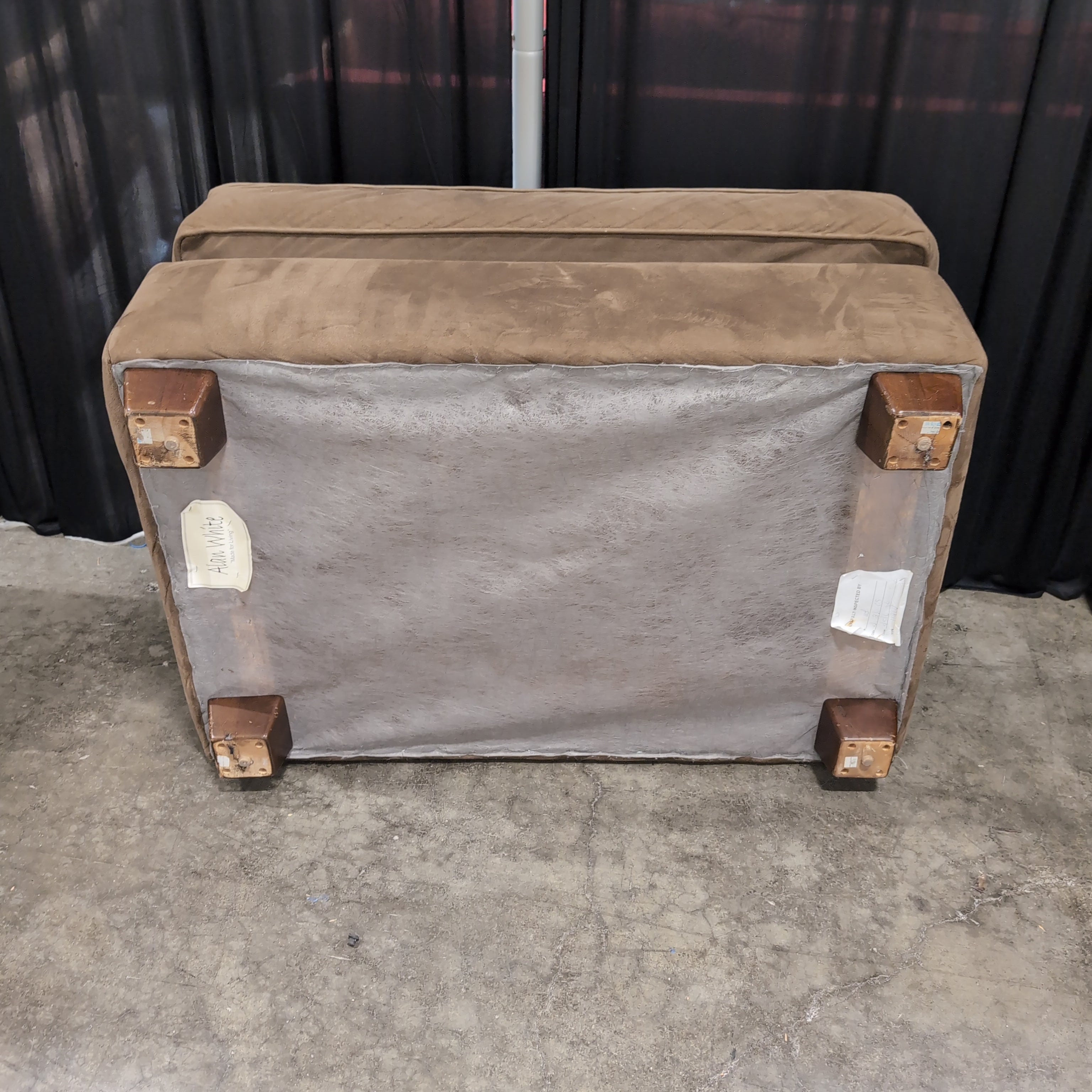 Contemporary Tan Upholstered Ottoman in Microfiber