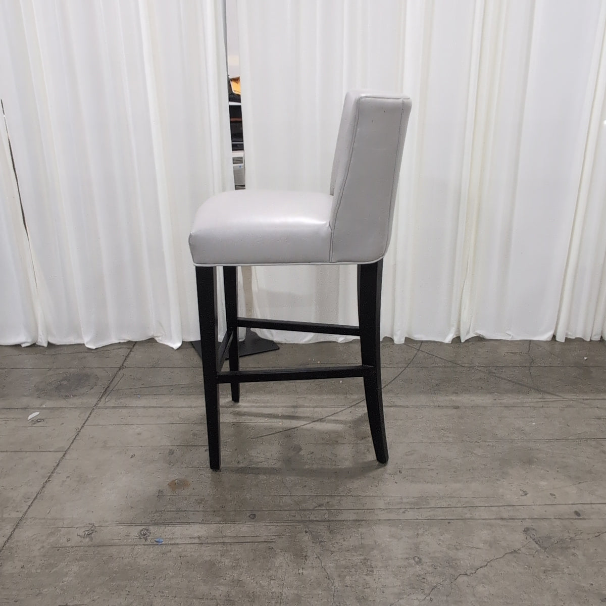 Modern Light Grey Upholstered Chair with Dark Wood Legs