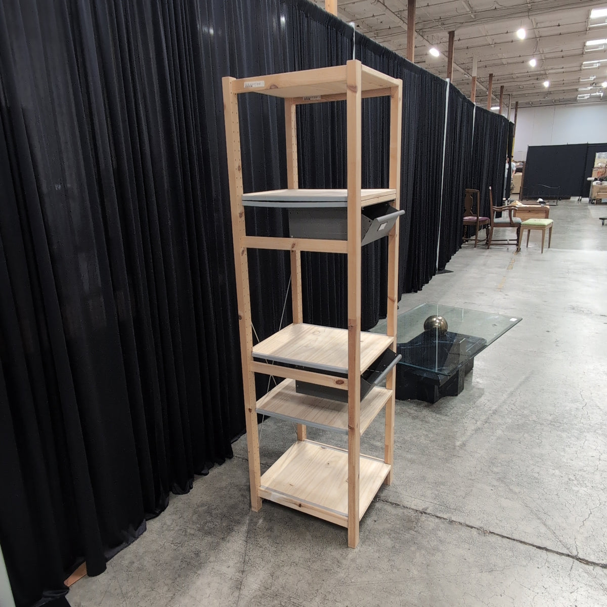 Four-Shelf Light Wood Bookcase with Adjustable Shelves