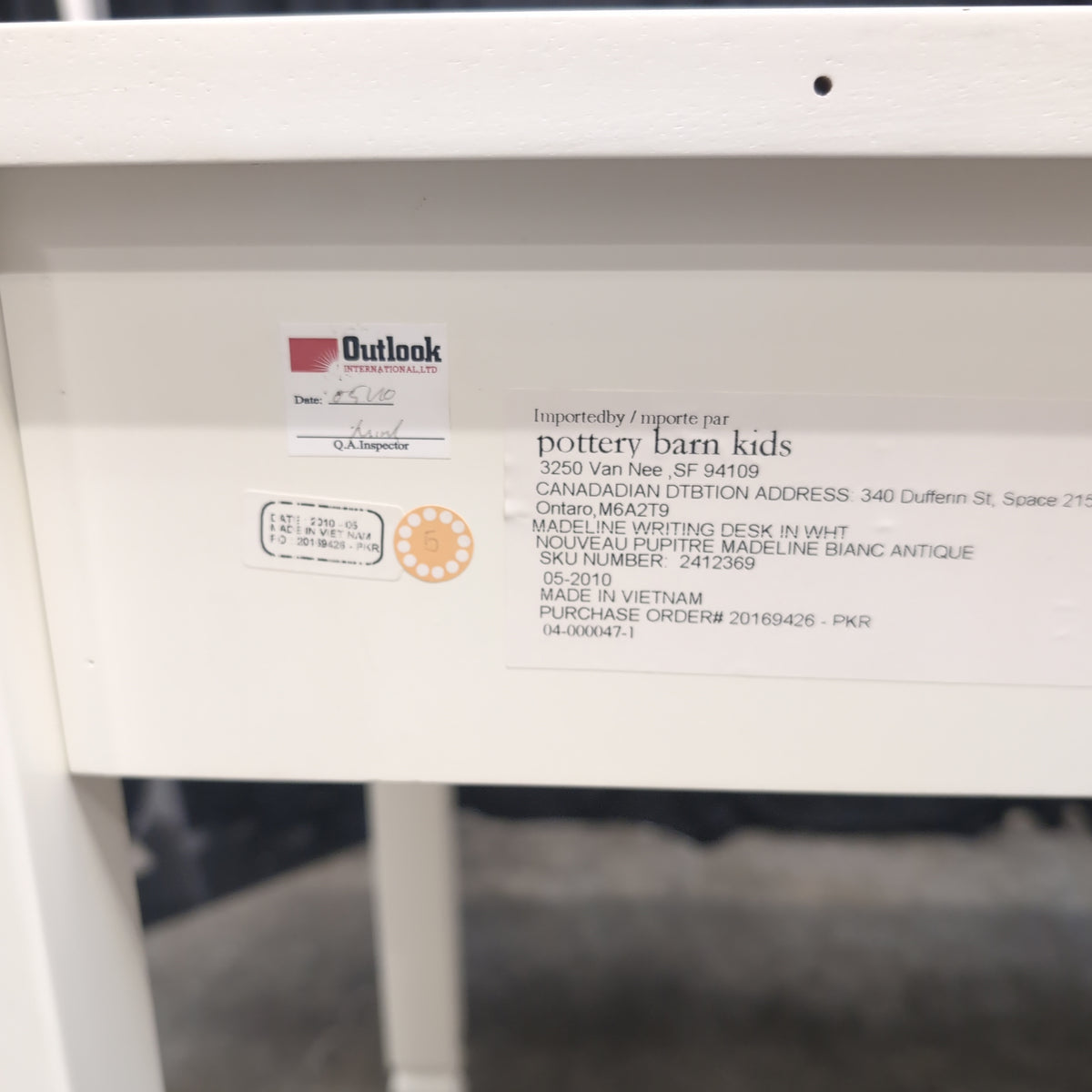 Cream Wood Two-Drawer Desk