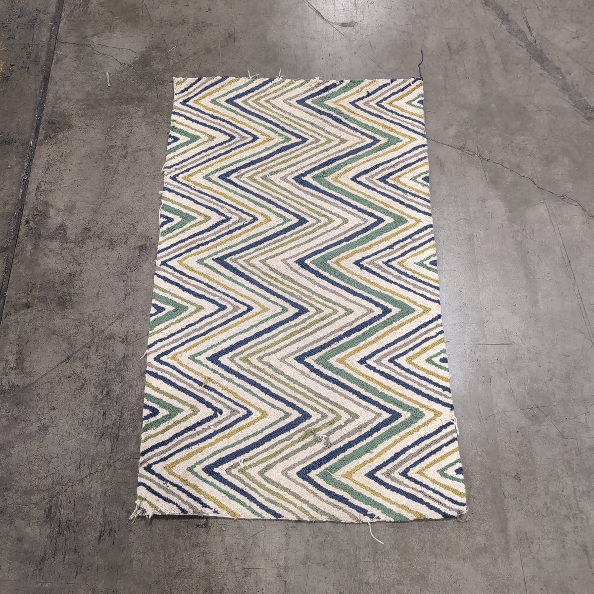 Cream Blue Green Chevron Area Rug