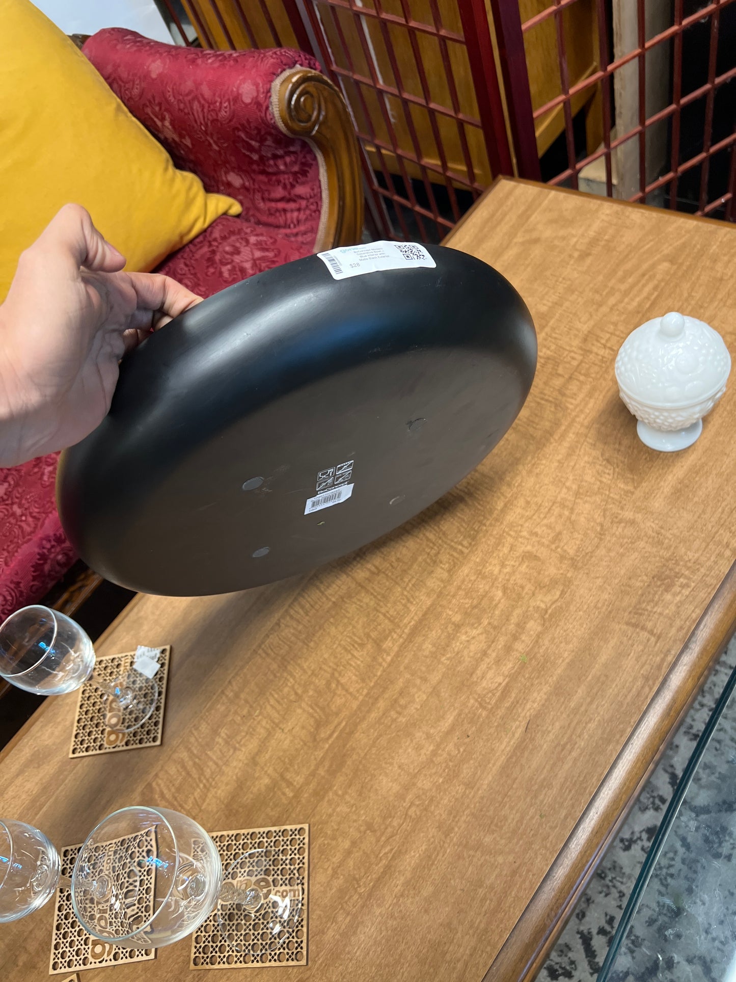 BoConcept Modern Decorative Bowl – Blue Interior with Matte Black Exterior