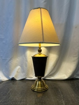 Brass Table Lamp with White Shade