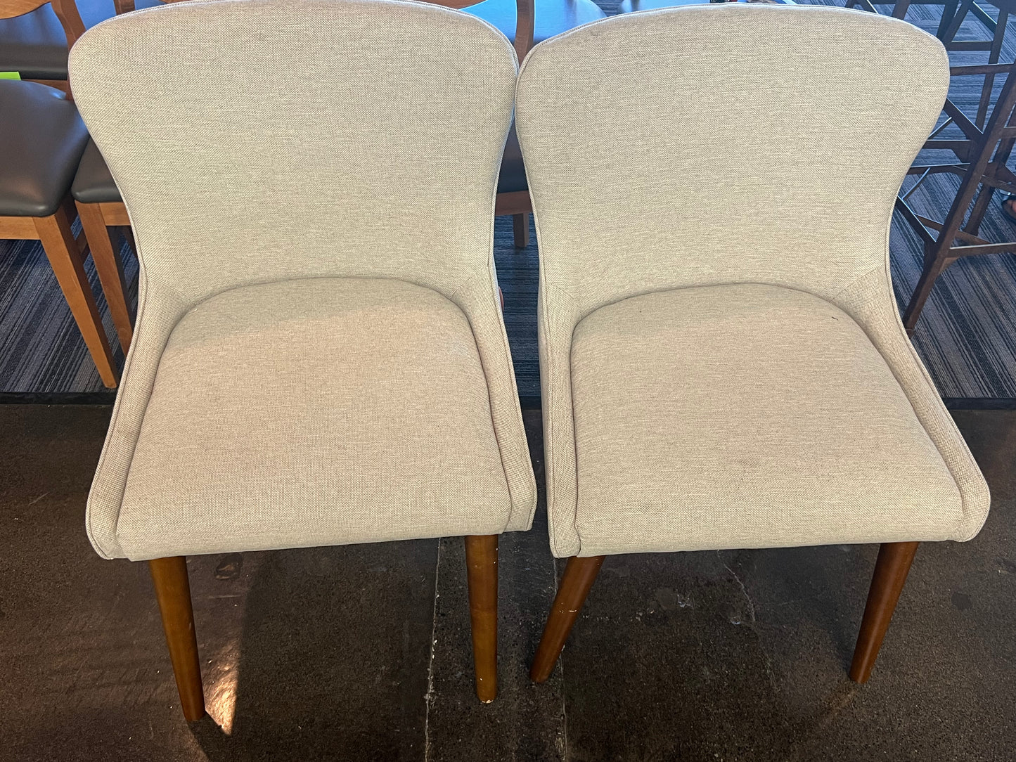 Elegant Beige Cloth Dining Chair from World Market Set of Two