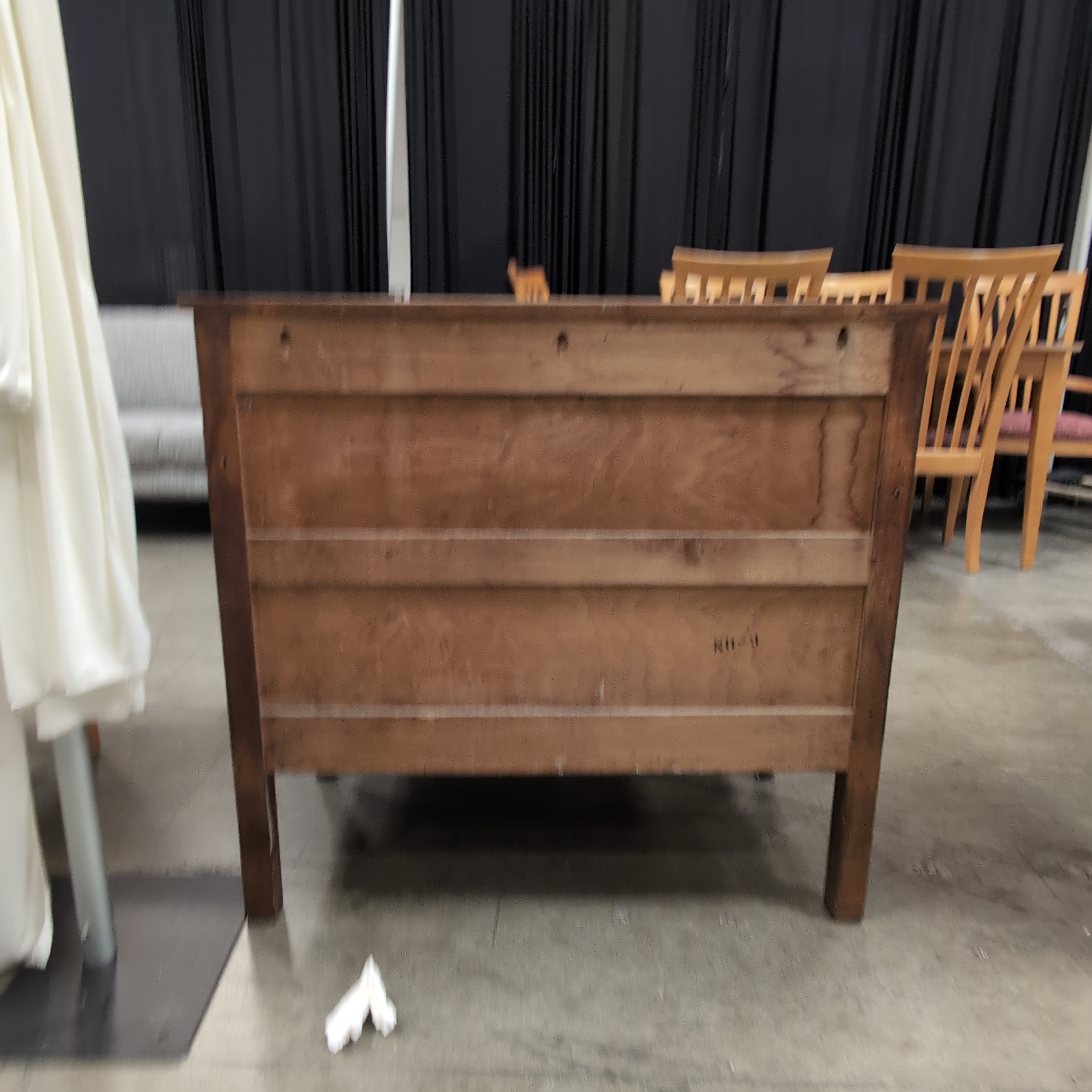 Antique Brown Wood Three-Drawer Dresser with Ornate Hardware