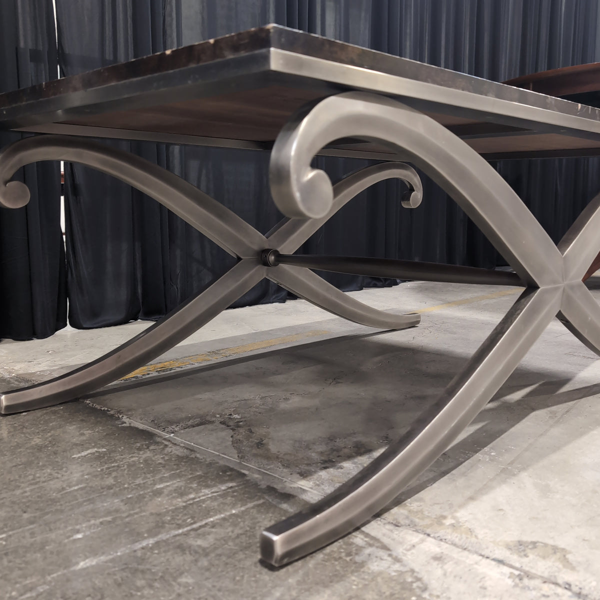 Rectangular Dark Brown Coffee Table with Faux Marble Top