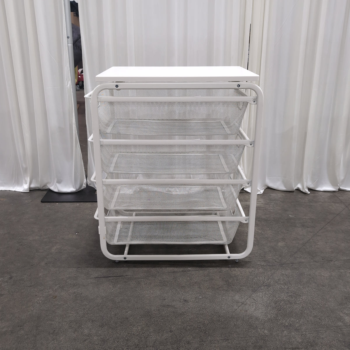 White Metal Five-Drawer Storage Cart
