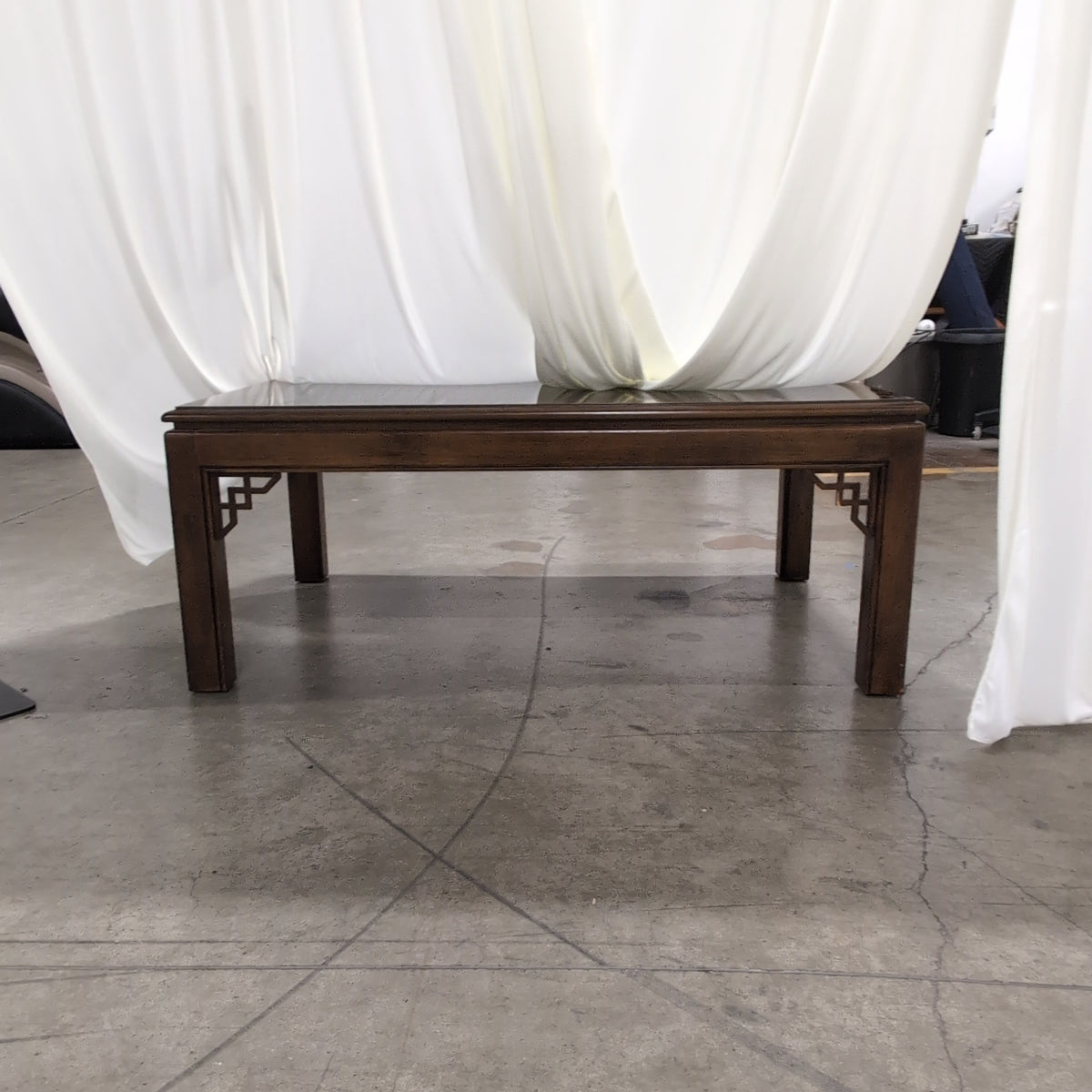 Dark Wood Asian Inspired Coffee Table with Lattice Details