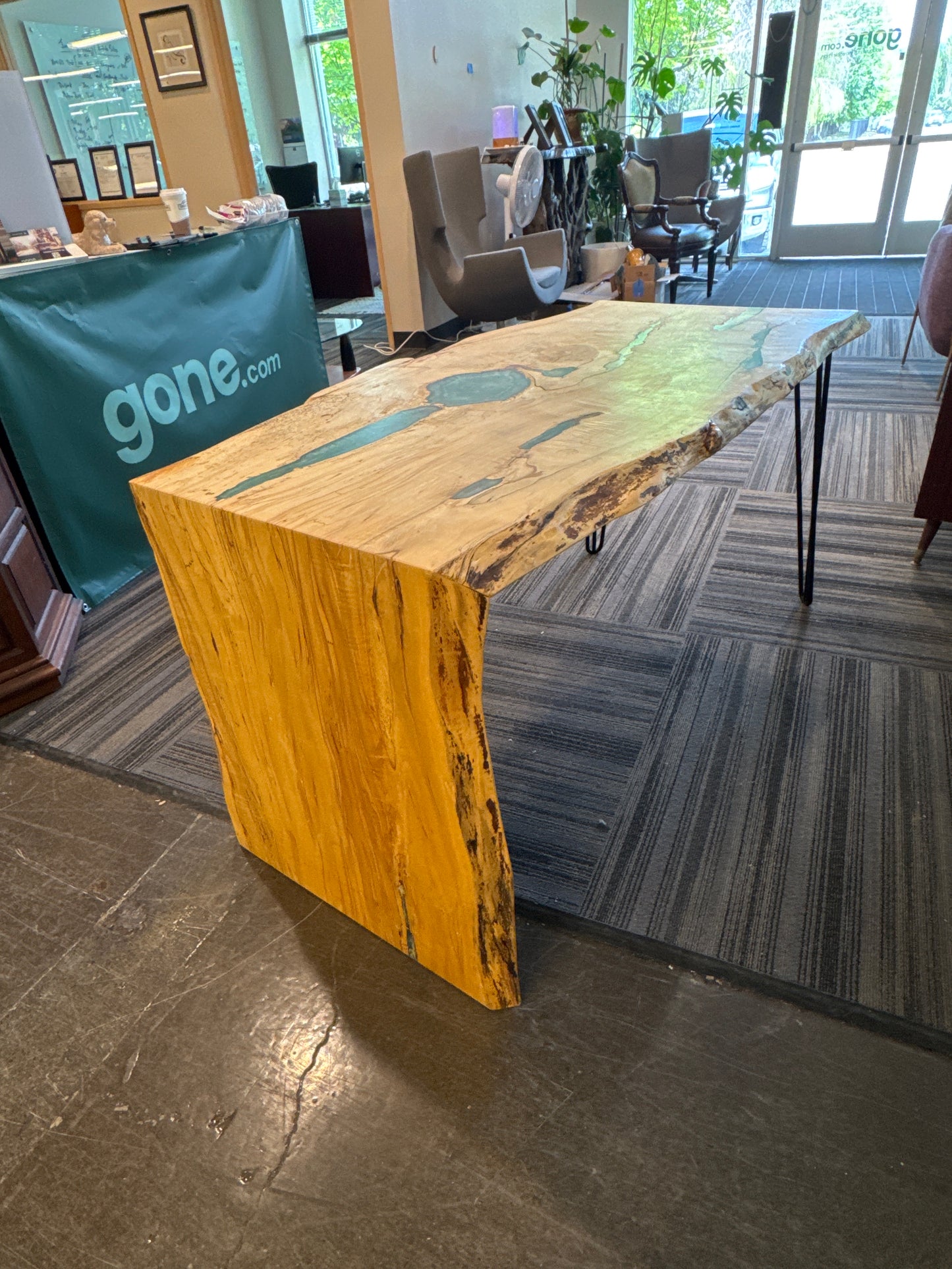 Live Edge Resin River Desk