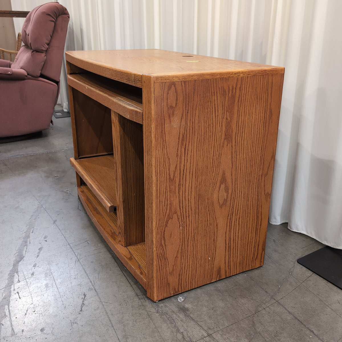 Natural Wood Computer Desk with Pull-Out Shelves