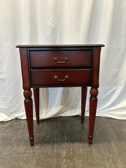 Cherry Wood Side Table, with Two Drawers