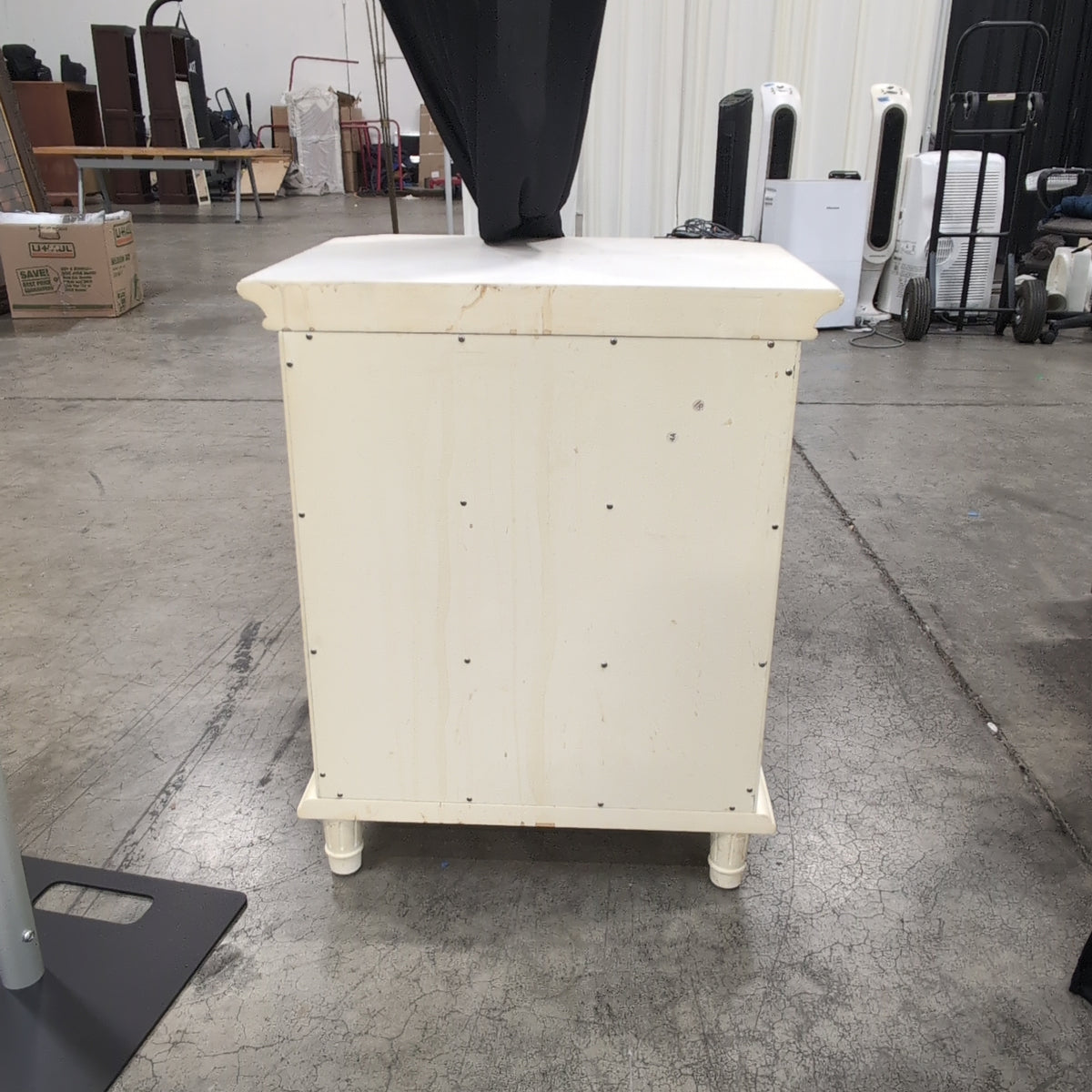 Simply Shabby Chic-Cream Wood Three-Drawer Nightstand with Crystal Knobs