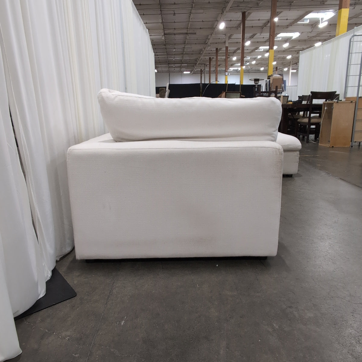 Plush White L-Shaped Sectional Couch in Fabric