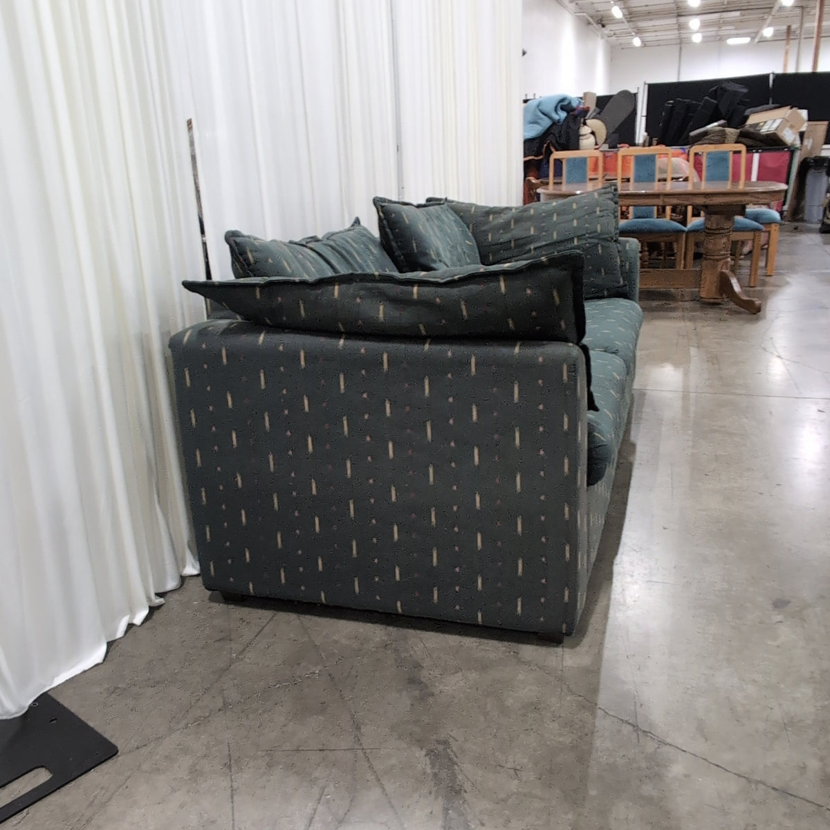 Dark Green Patterned Fabric Couch