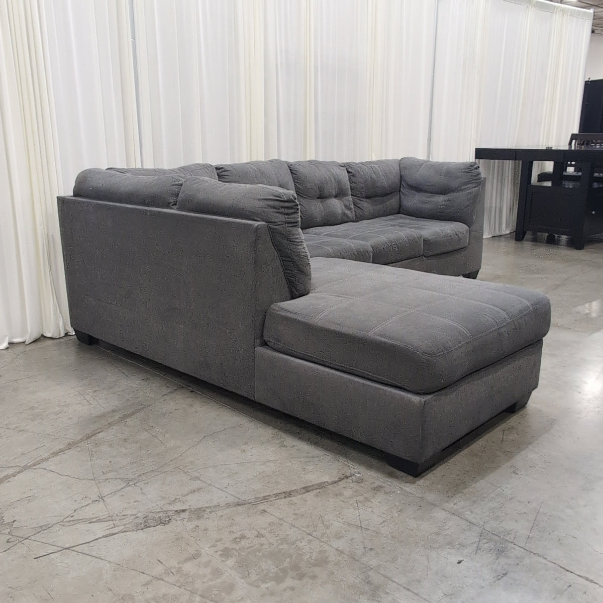 Charcoal Gray Fabric L-Shaped Sectional Couch