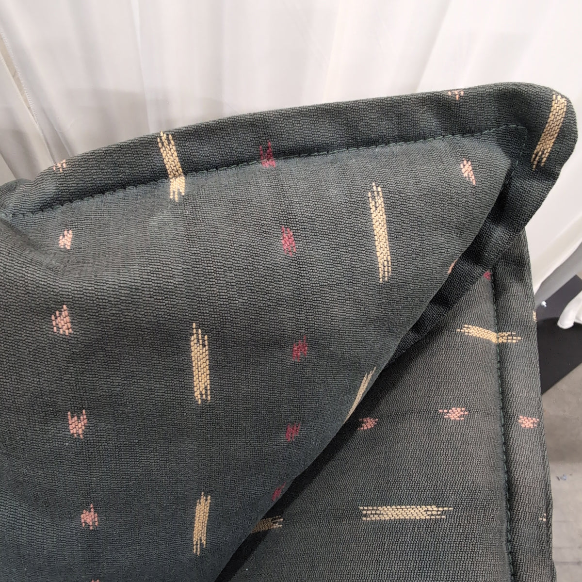 Dark Green Patterned Fabric Couch