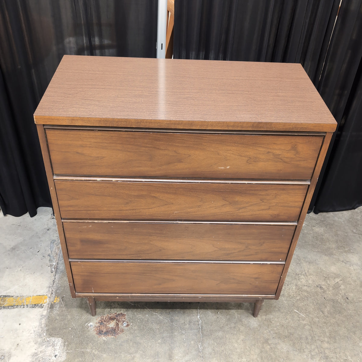 Brown Mid-Century Style Four-Drawer Dresser in Wood
