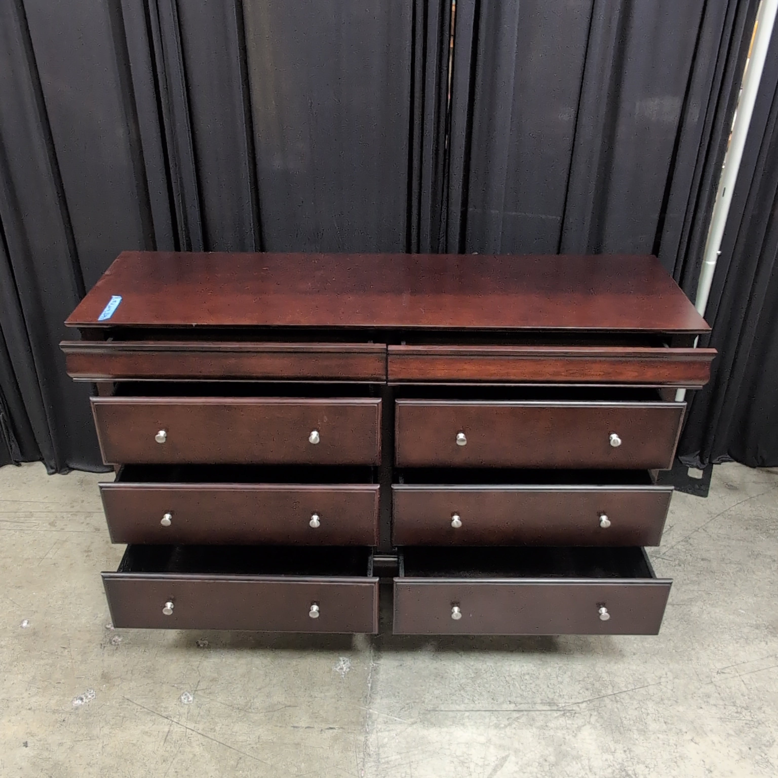 Traditional Six-Drawer Dresser in Dark Wood Finish