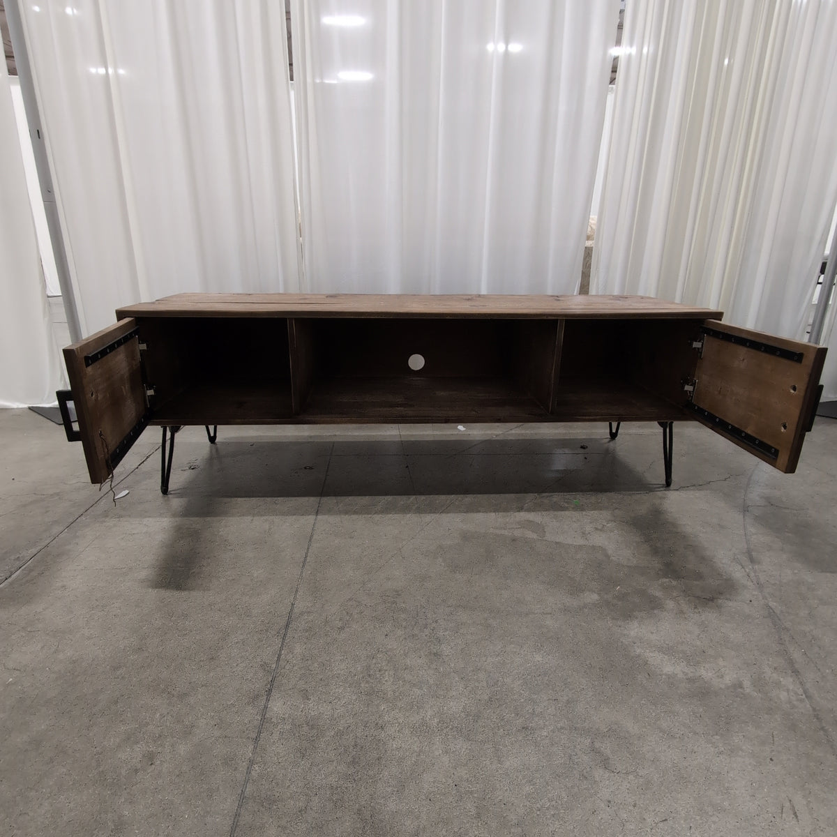 Rustic Wood TV Stand with Hairpin Legs
