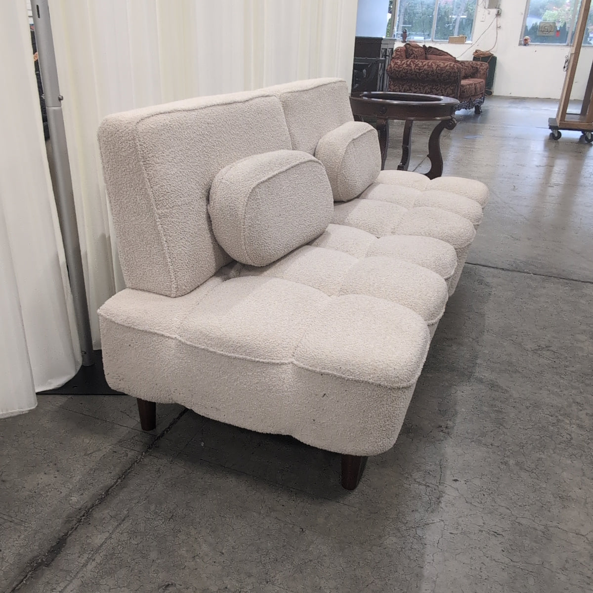 Cream Boucle Tufted Modern Couch