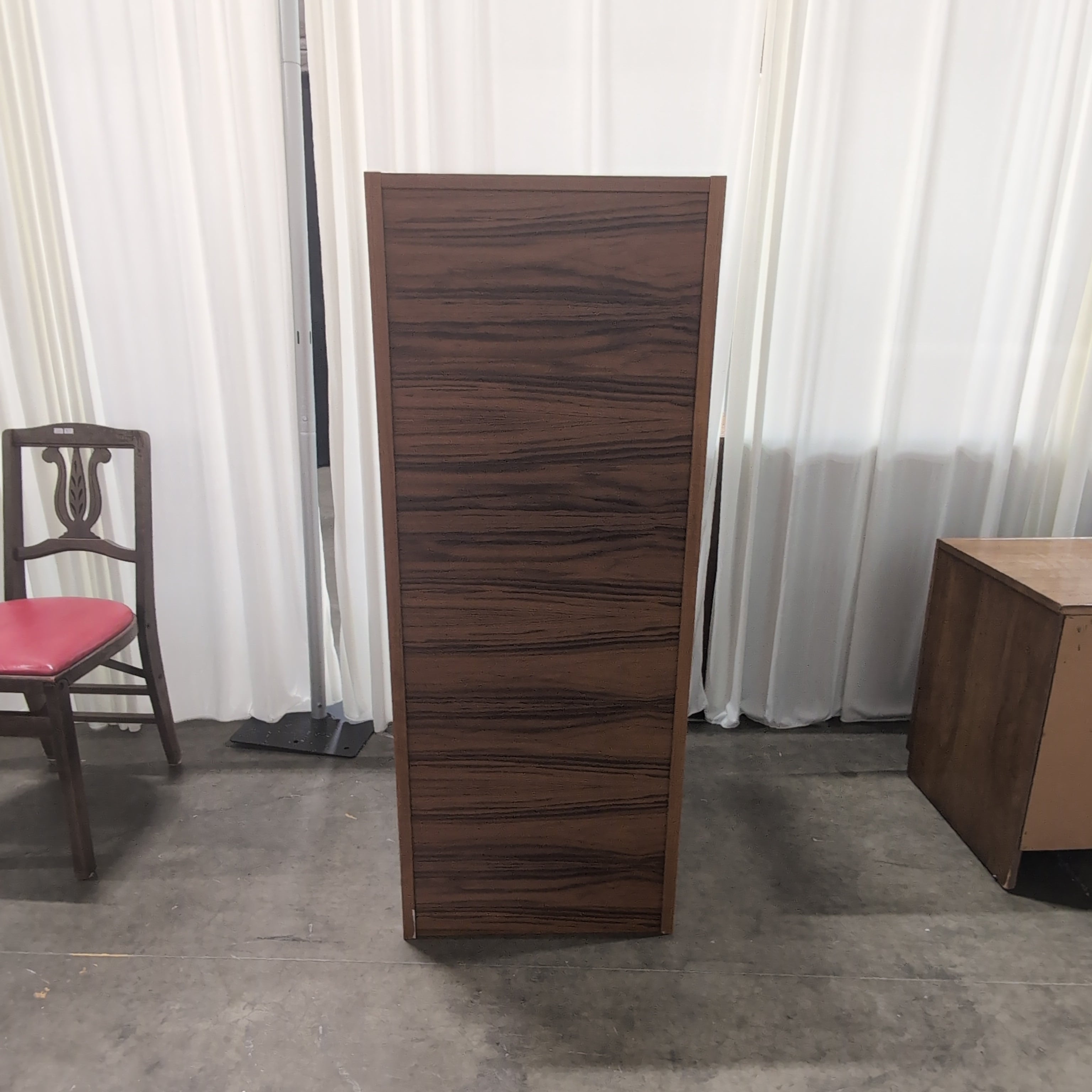 Tall Reddish-Brown Wood Five-Drawer Dresser