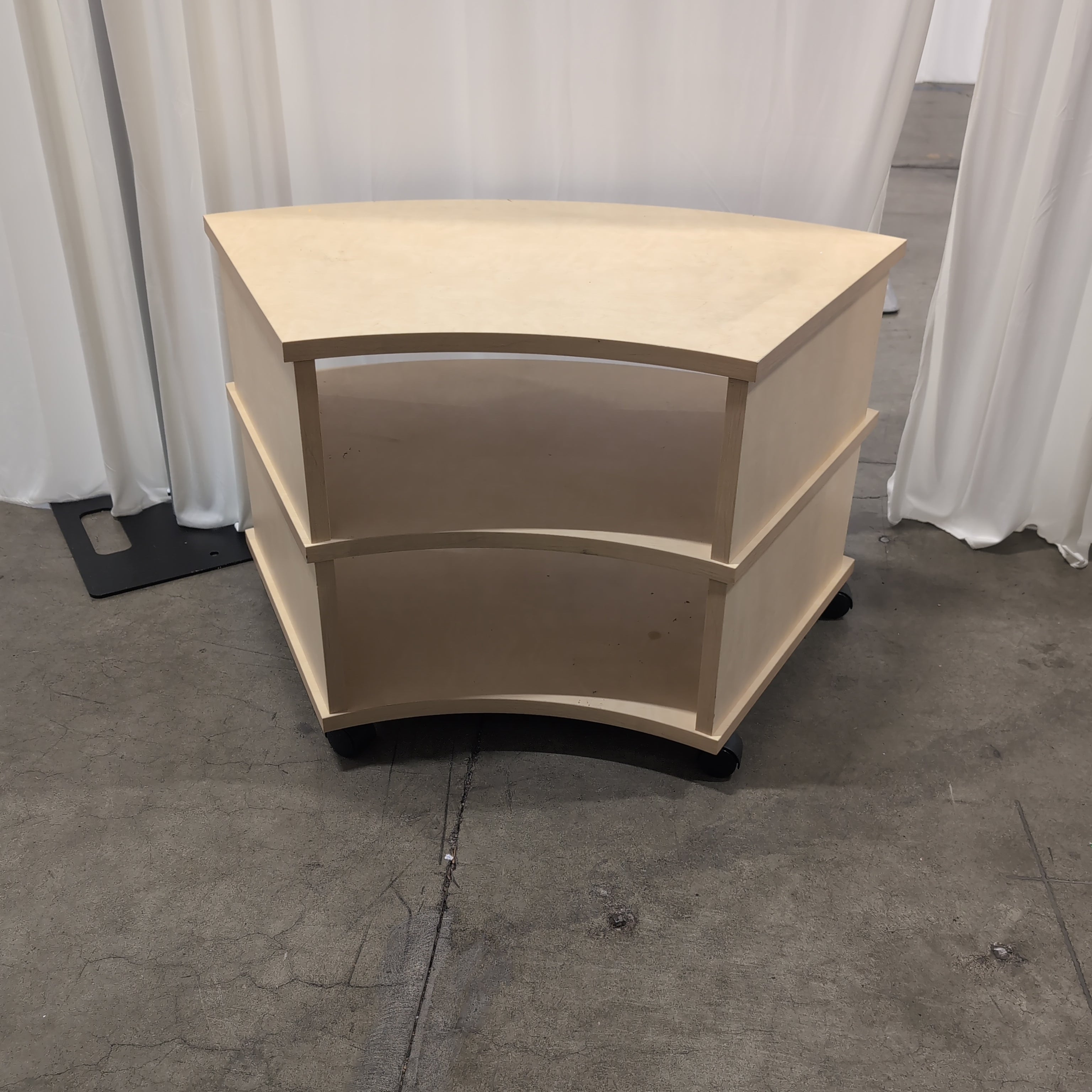 Three-Tier Curved Light Wood Bookcase