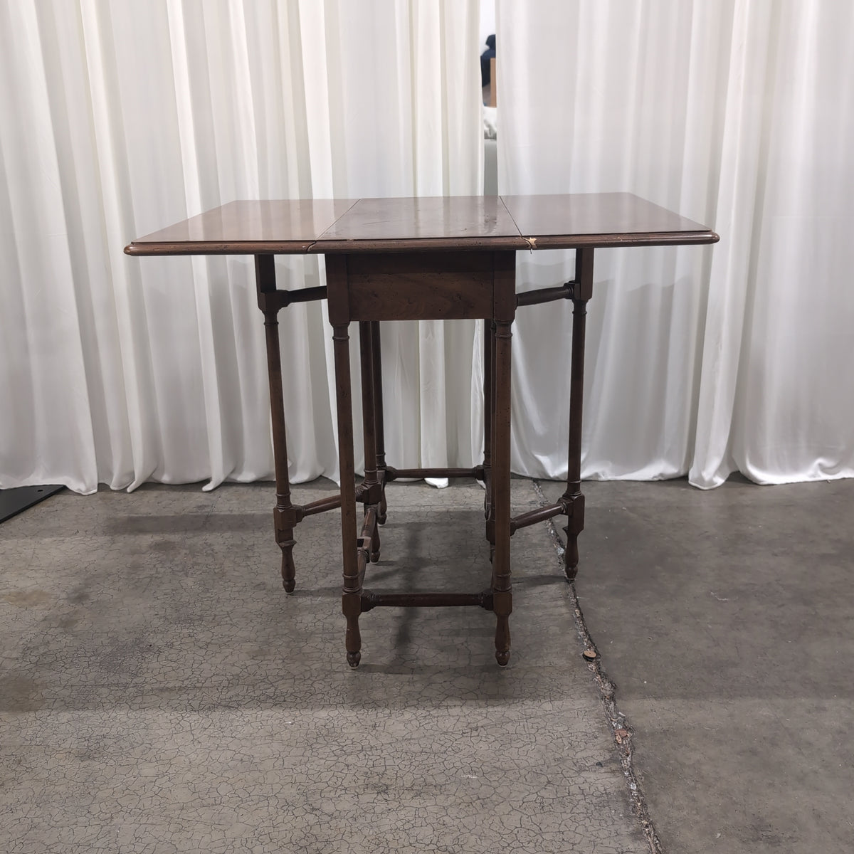 Dark Wood Drop Leaf Console Table with Drawer