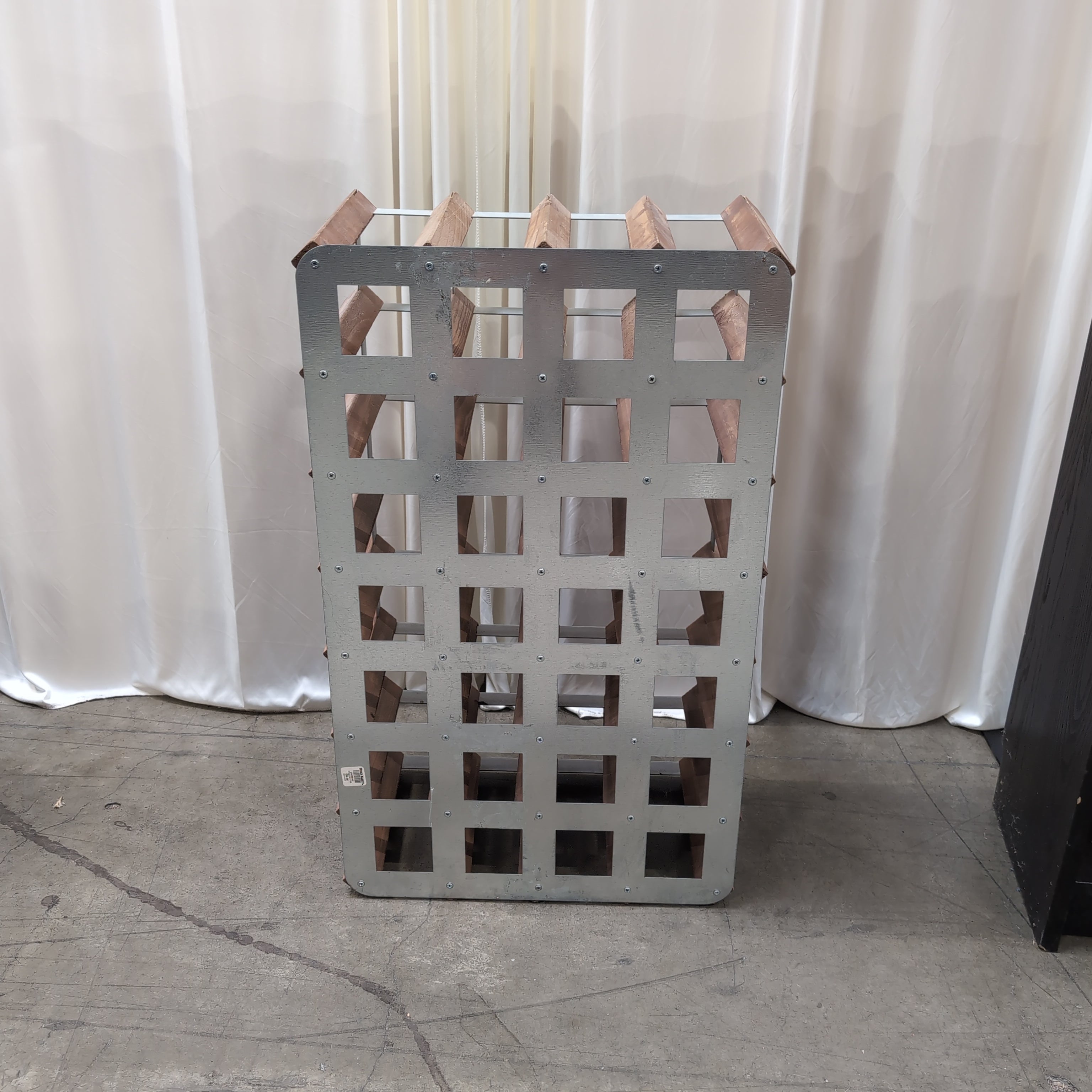 Hardwood and Metal Bottle Wine Rack with 28 Slots