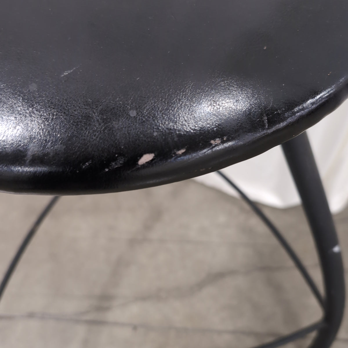 Pair of Black Round Seat Stools with Metal Legs