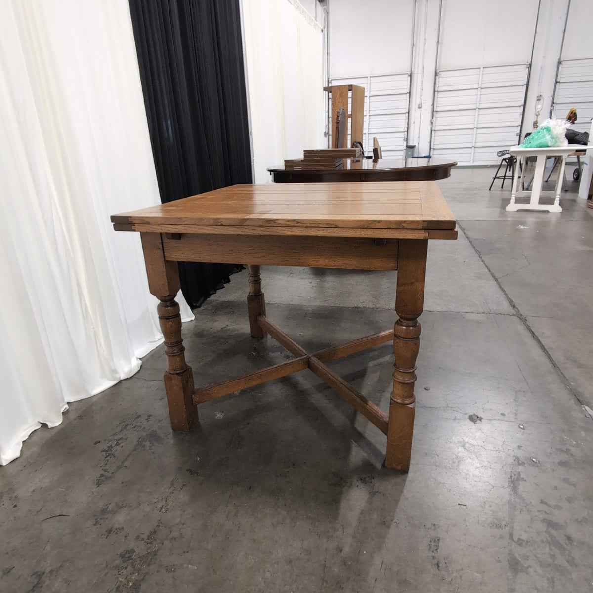 Golden Oak Square End Table with Turned Legs