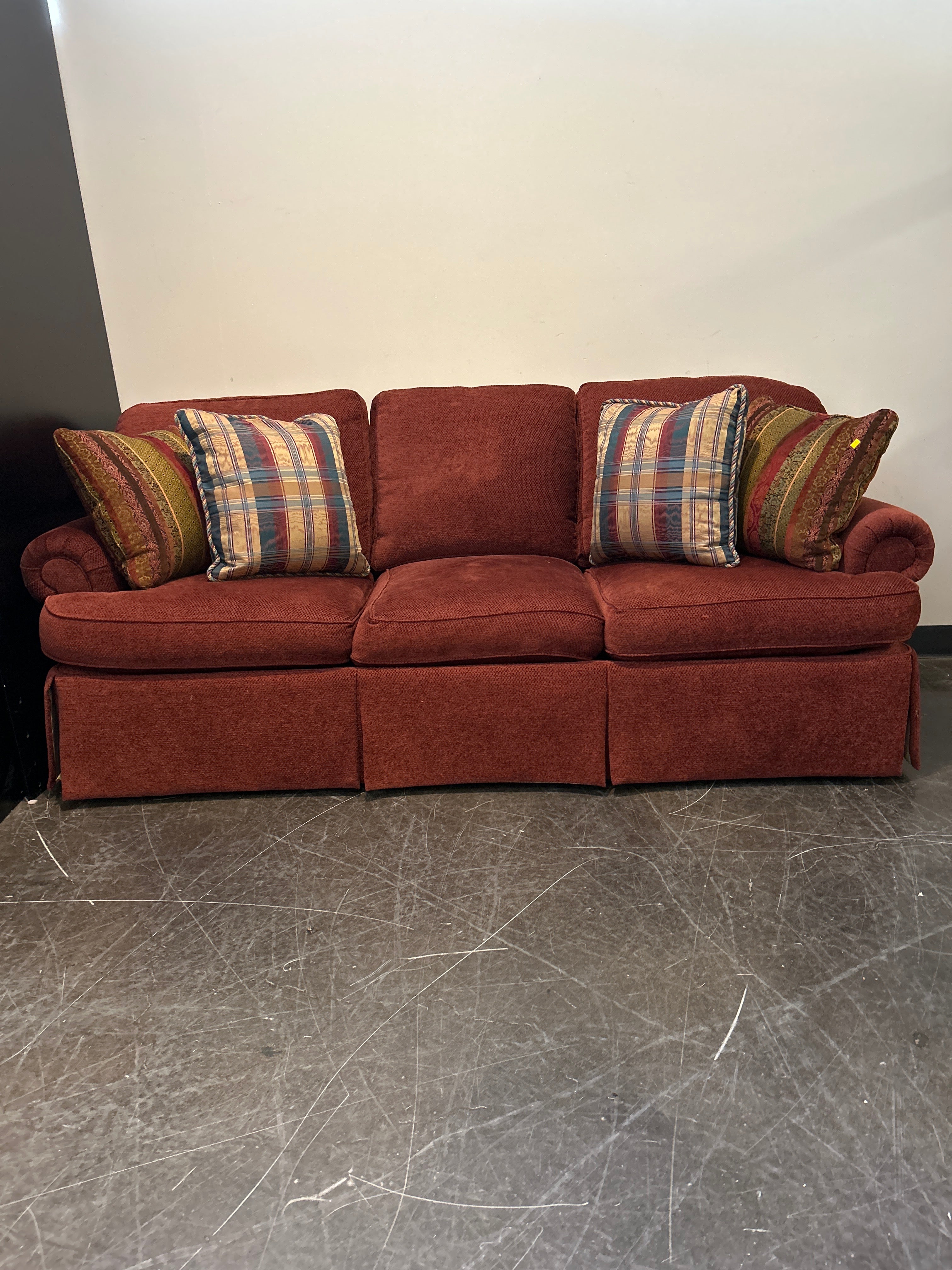 Sherrill Burgundy 3-Seater Sofa in Good Condition