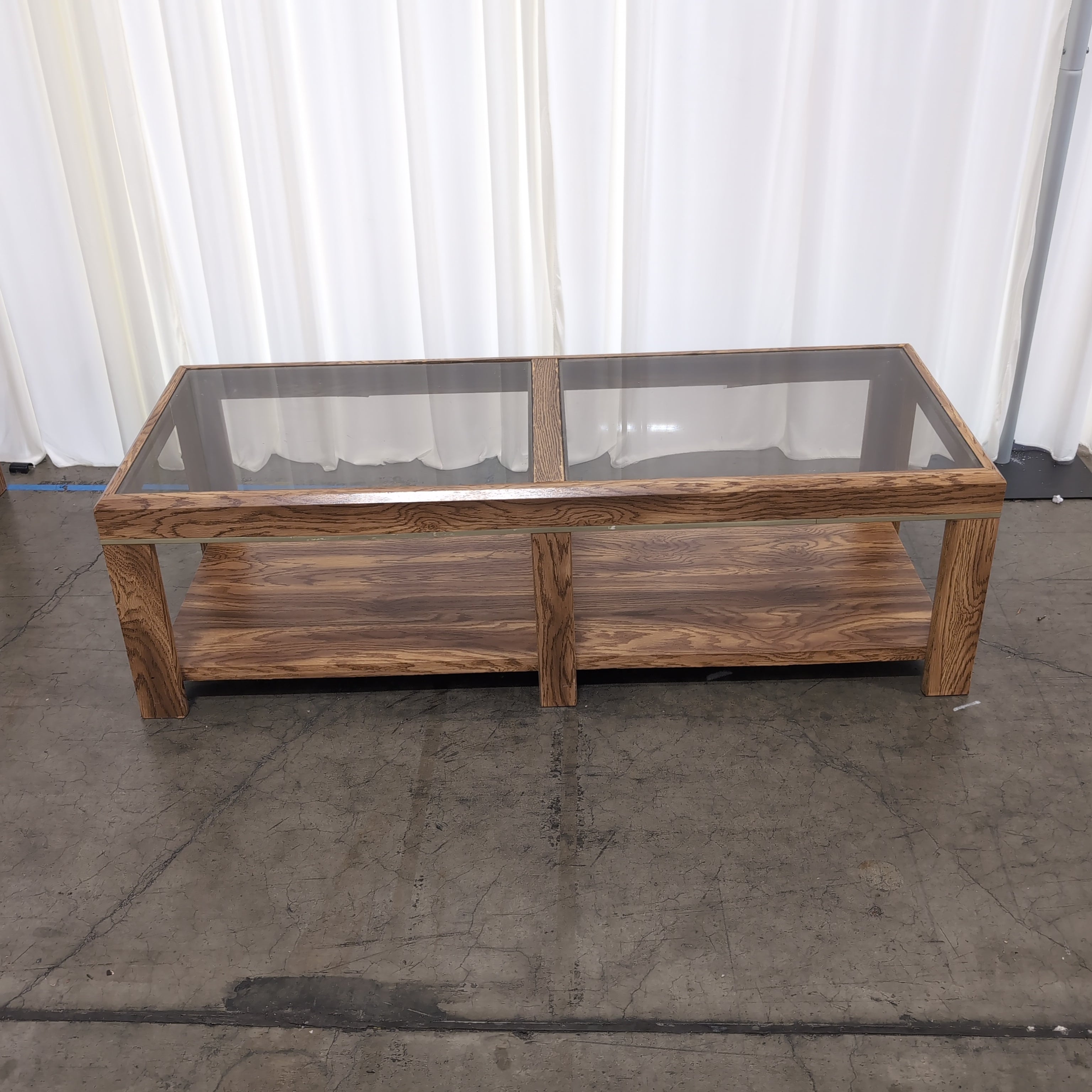 Rectangular Wood Coffee Table with Glass Top