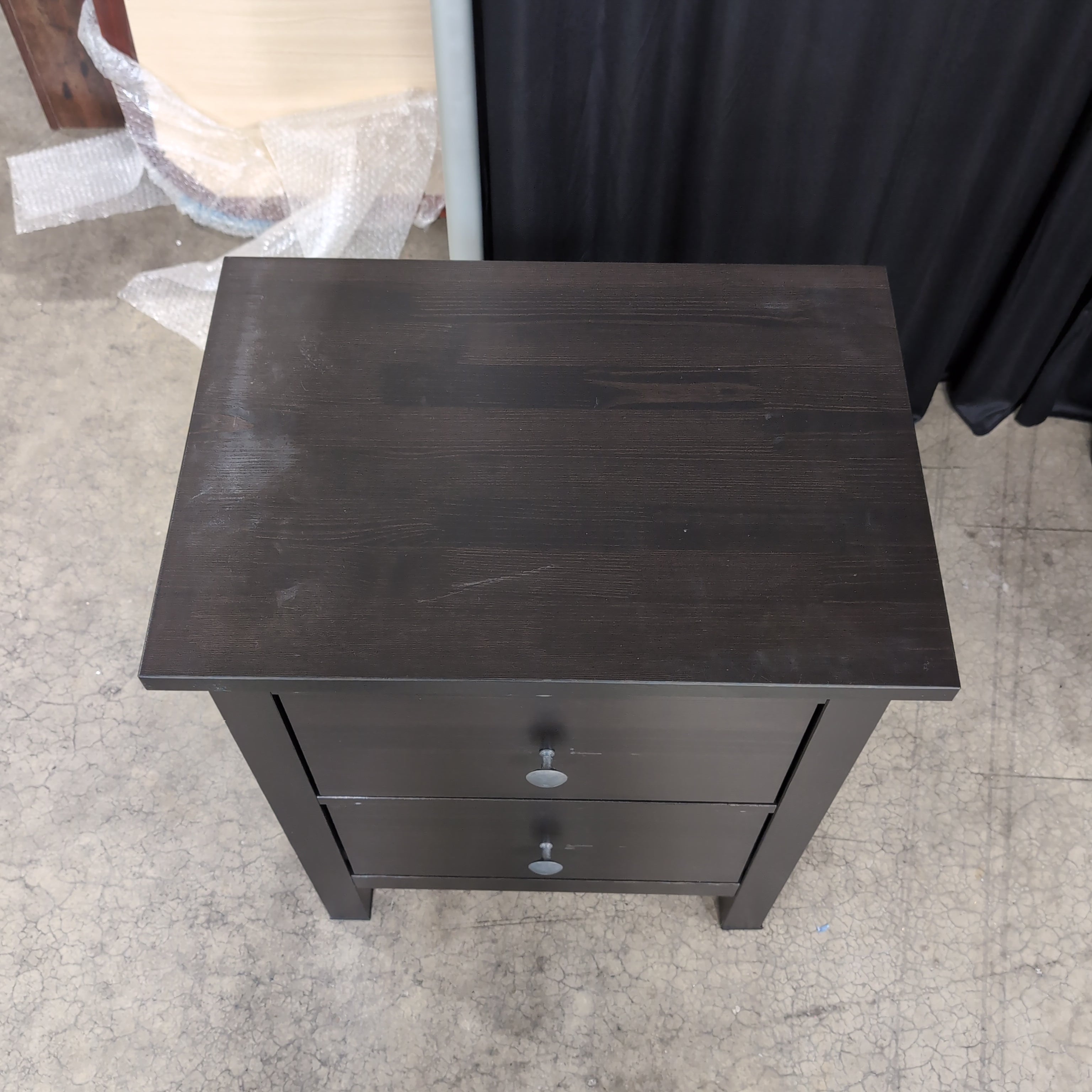 Espresso Wood Nightstand with Two Drawers