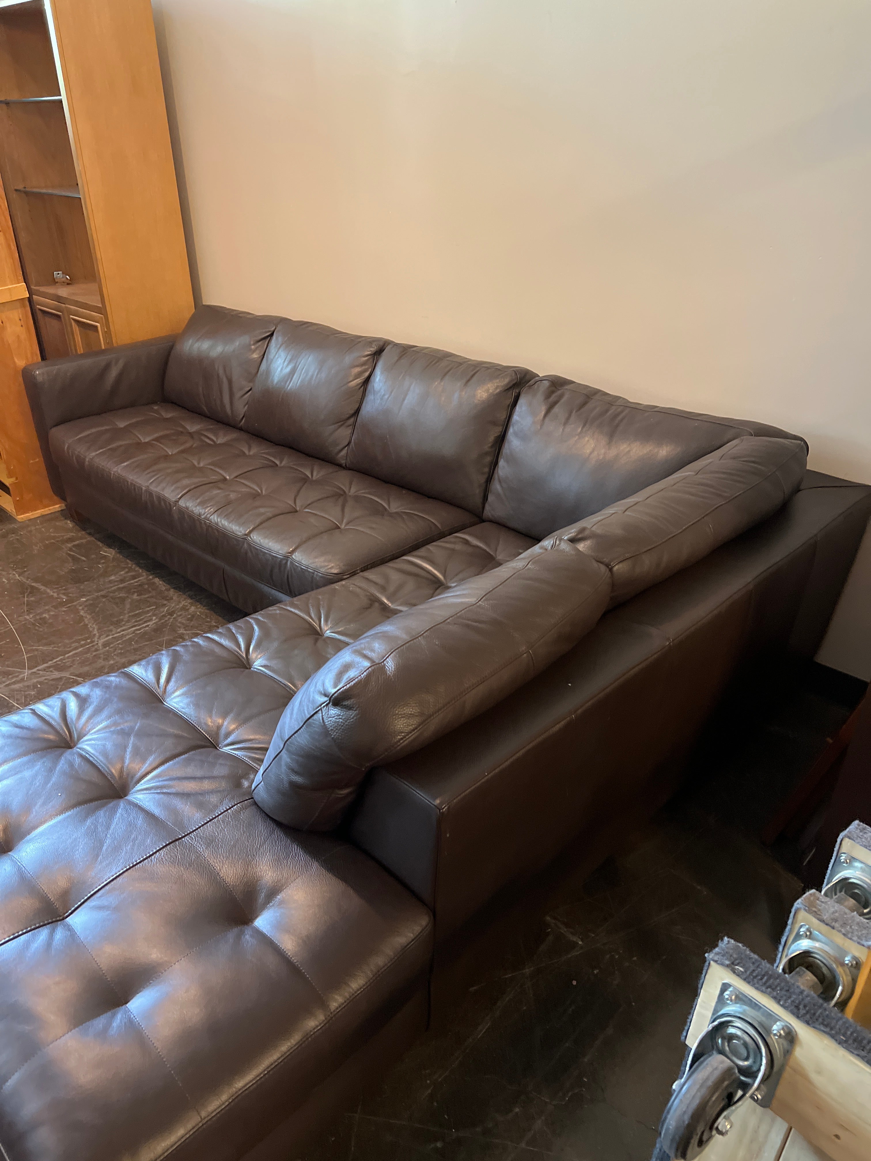 Macy's Milano Leather Two-Piece Sectional Sofa