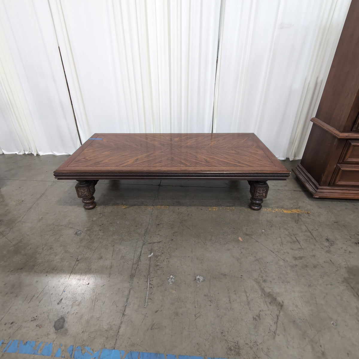 Lane Furniture Rectangular Dark Wood Coffee Table with Starburst Veneer