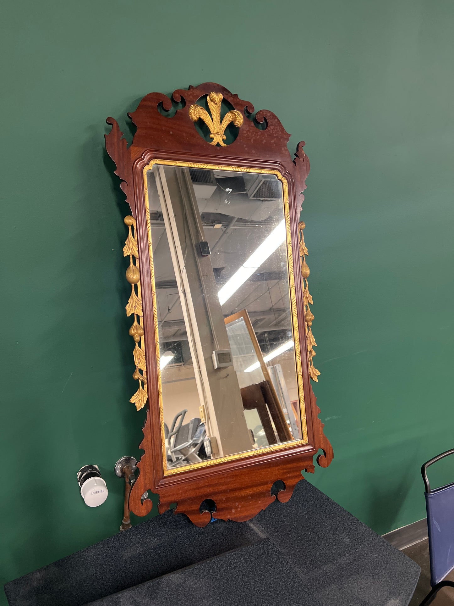 Ornate Mahogany and Gold Leaf Wall Mirror