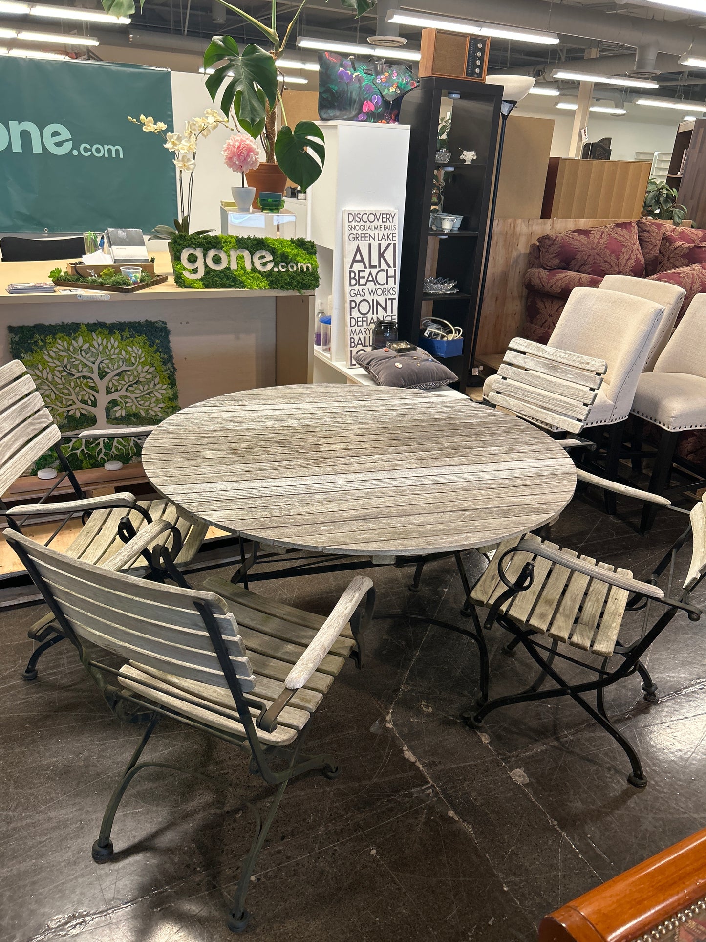 Wood & Metal 5pc Outdoor Gray Table