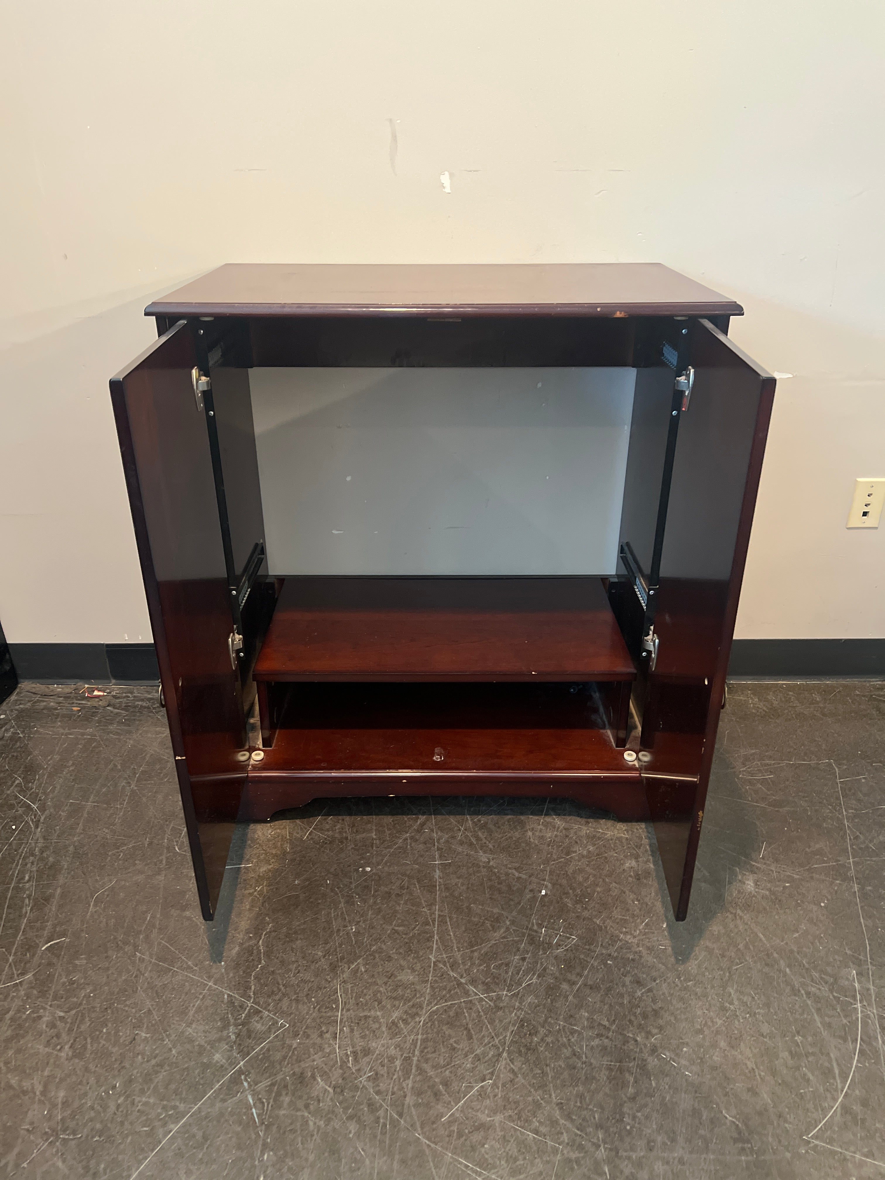 Dark Brown Hardwood Cabinet with Double Doors