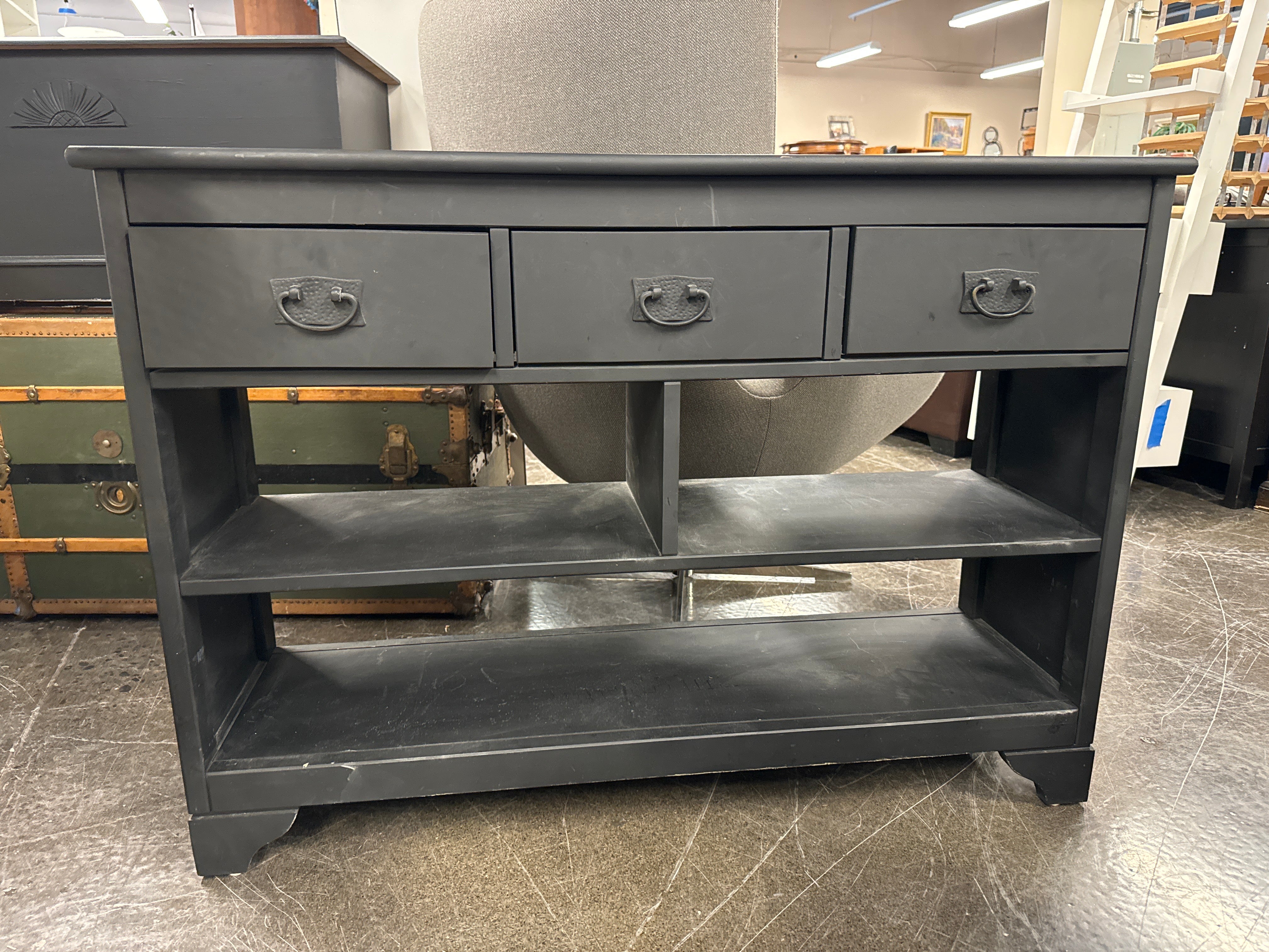3 Drawer Black Entry Console Table